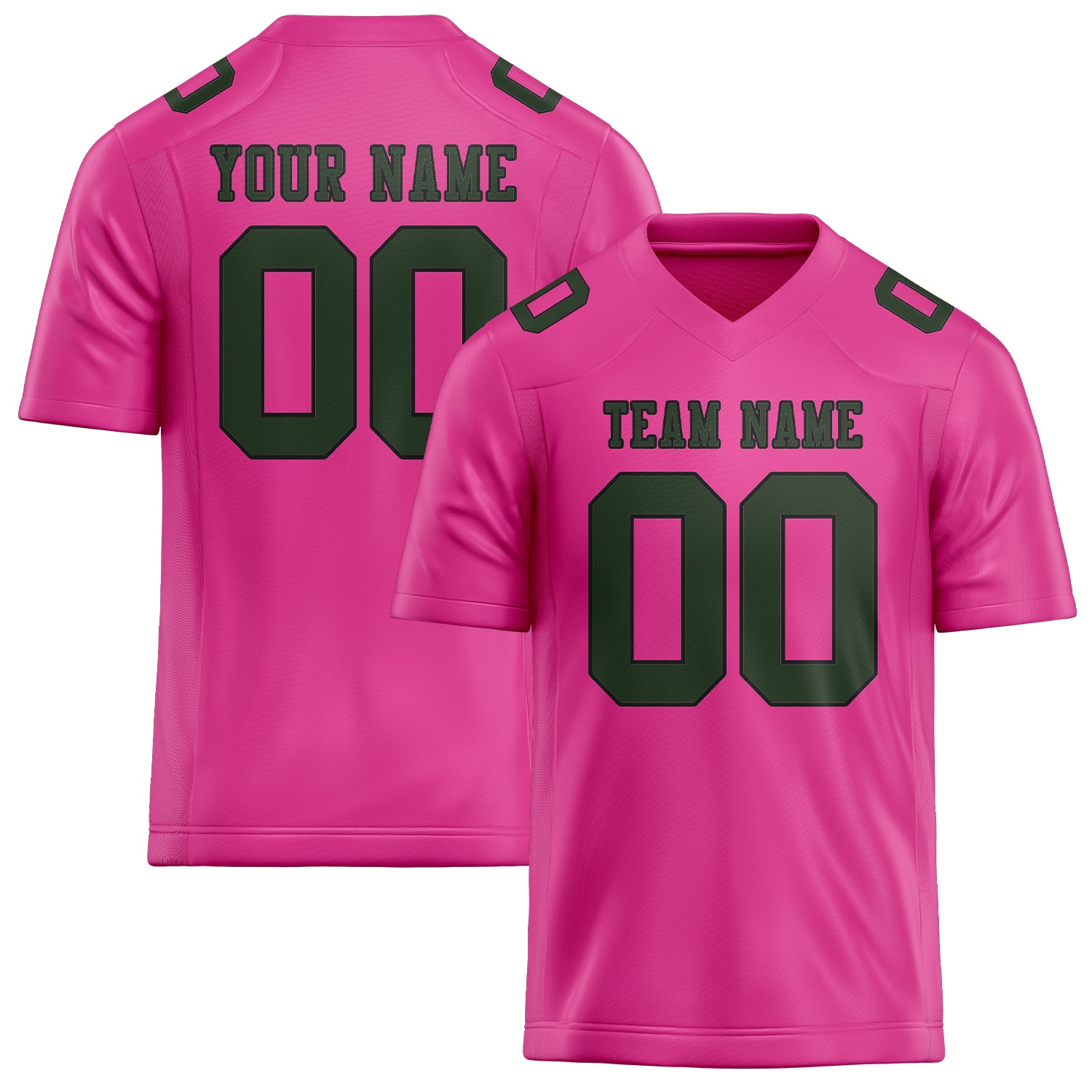 Custom Pink Dark Green Football Jersey