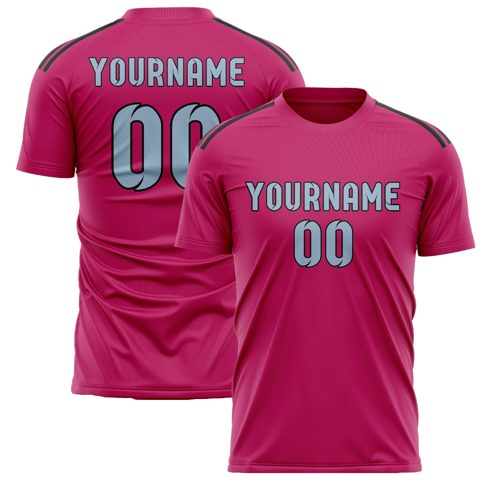 Custom Pink Light Blue Soccer Jersey