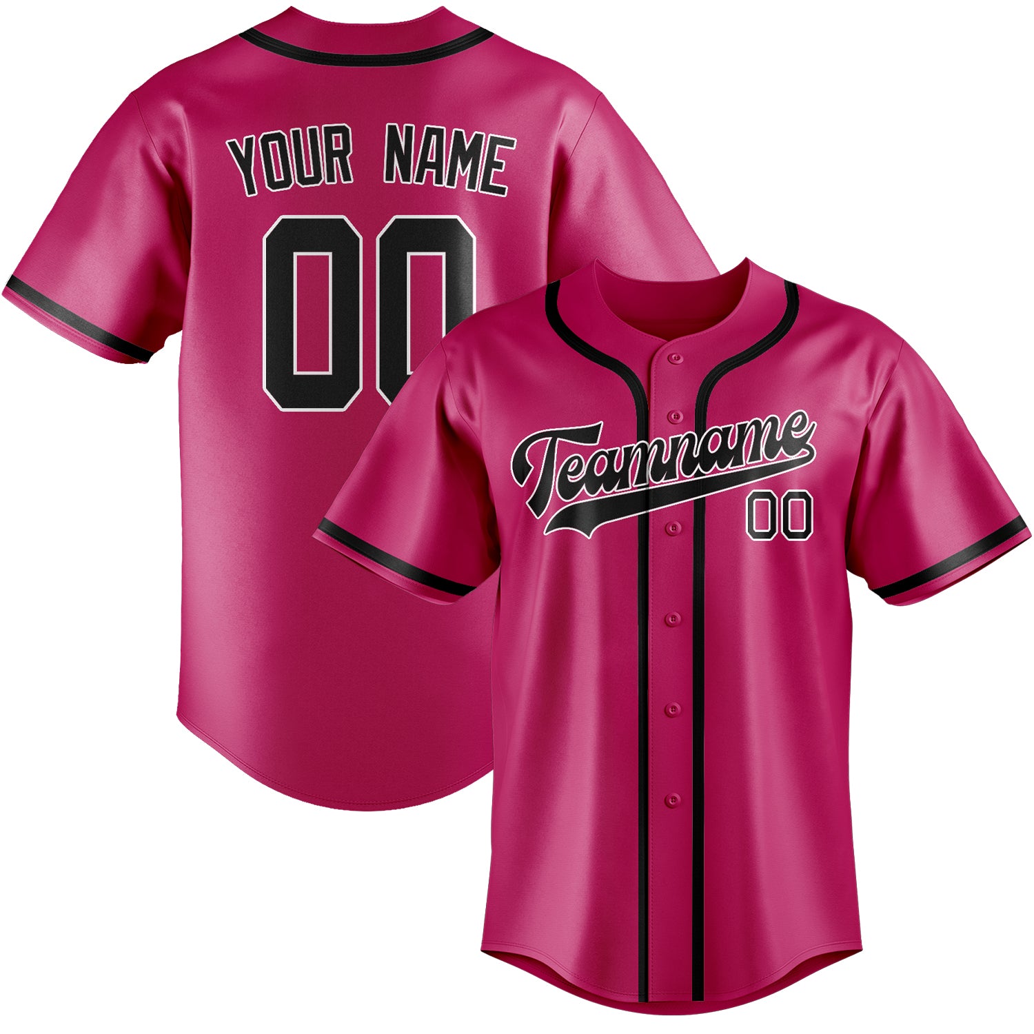 Custom Pink Black Baseball Jersey