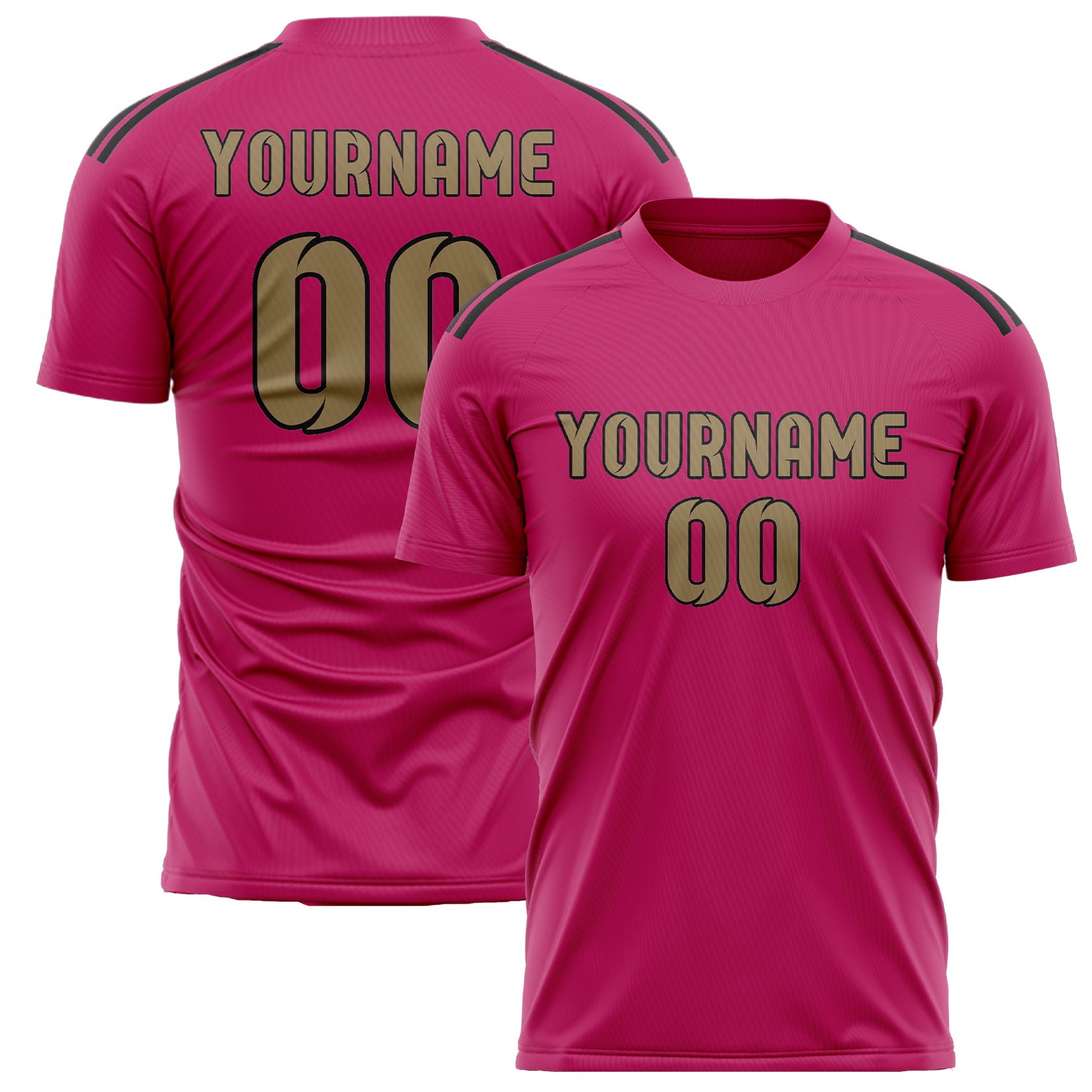 Custom Pink Light Khaki Soccer Jersey