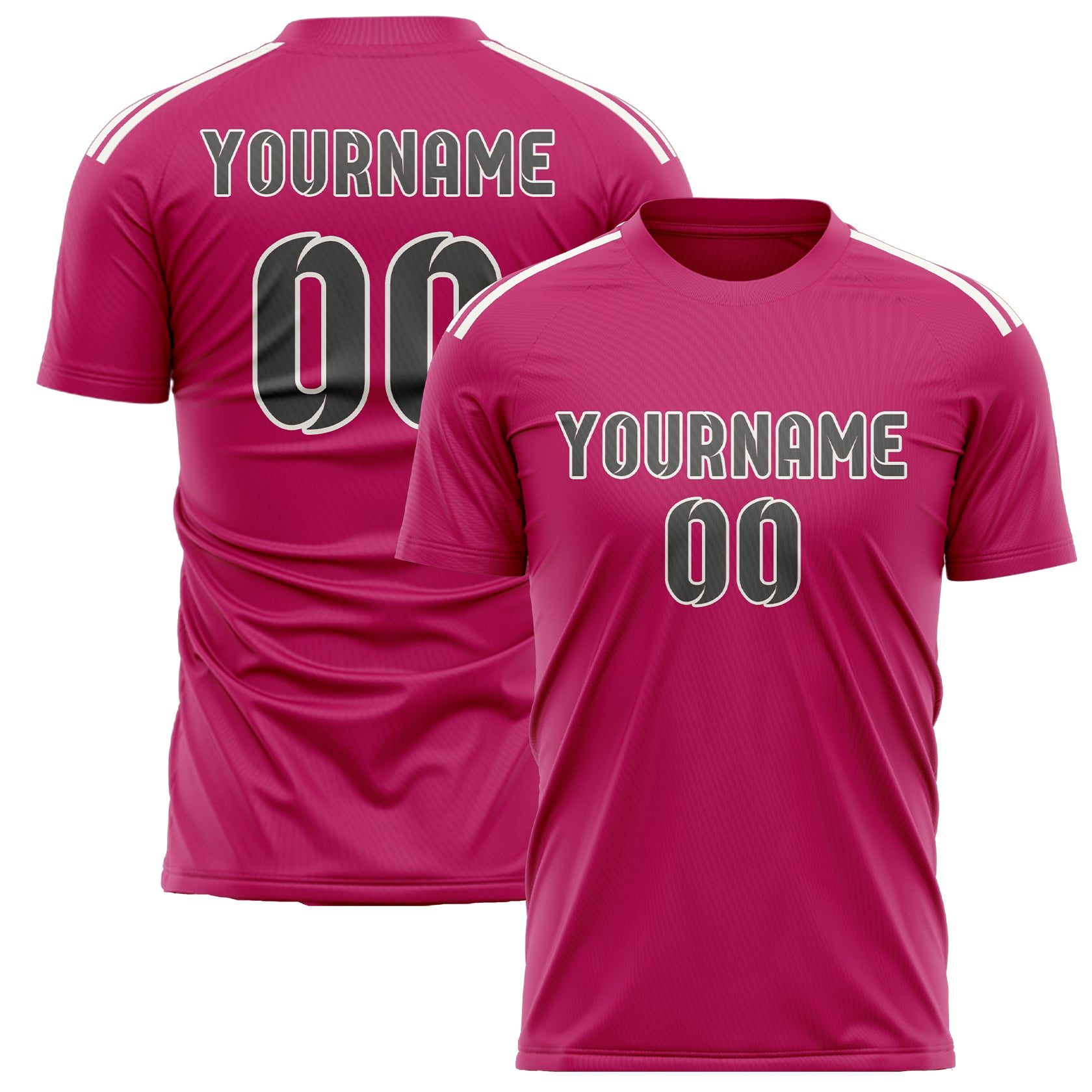 Custom Pink Dark Grey Soccer Jersey