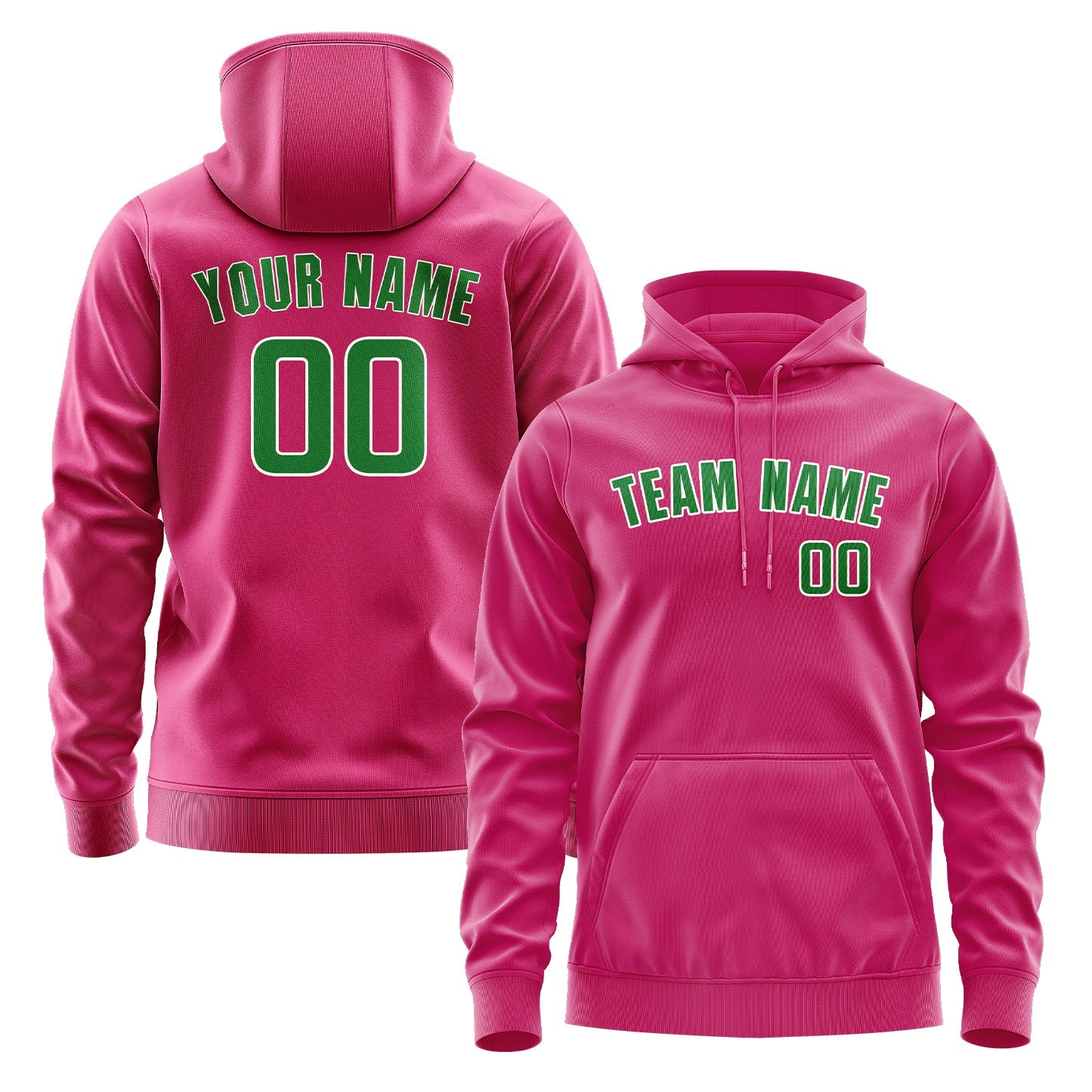 Custom Pink Emerald Green Hoodie