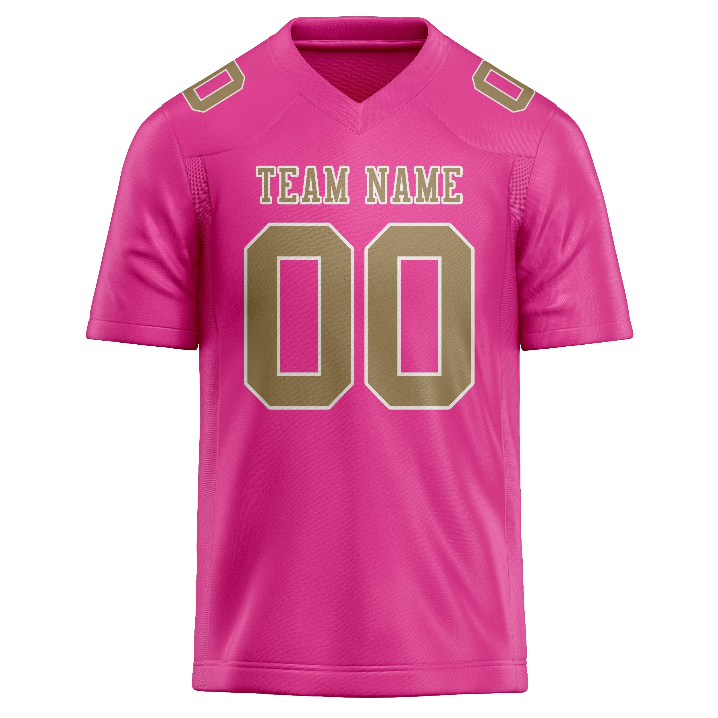 Custom Pink Light Khaki Football Jersey