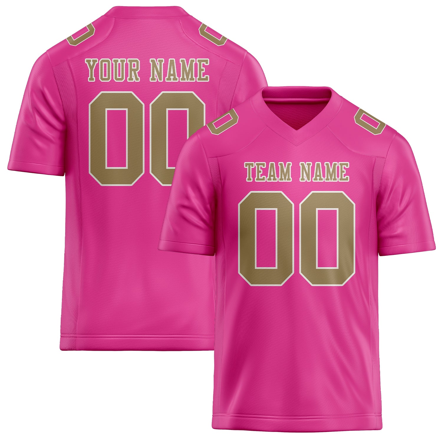 Custom Pink Light Khaki Football Jersey