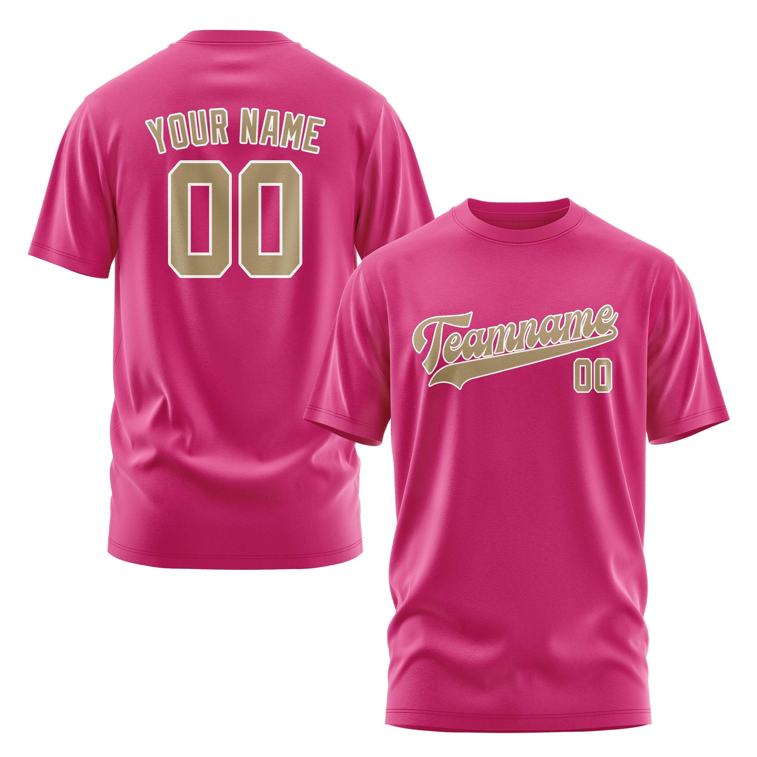 Custom Pink Light Khaki T-Shirt