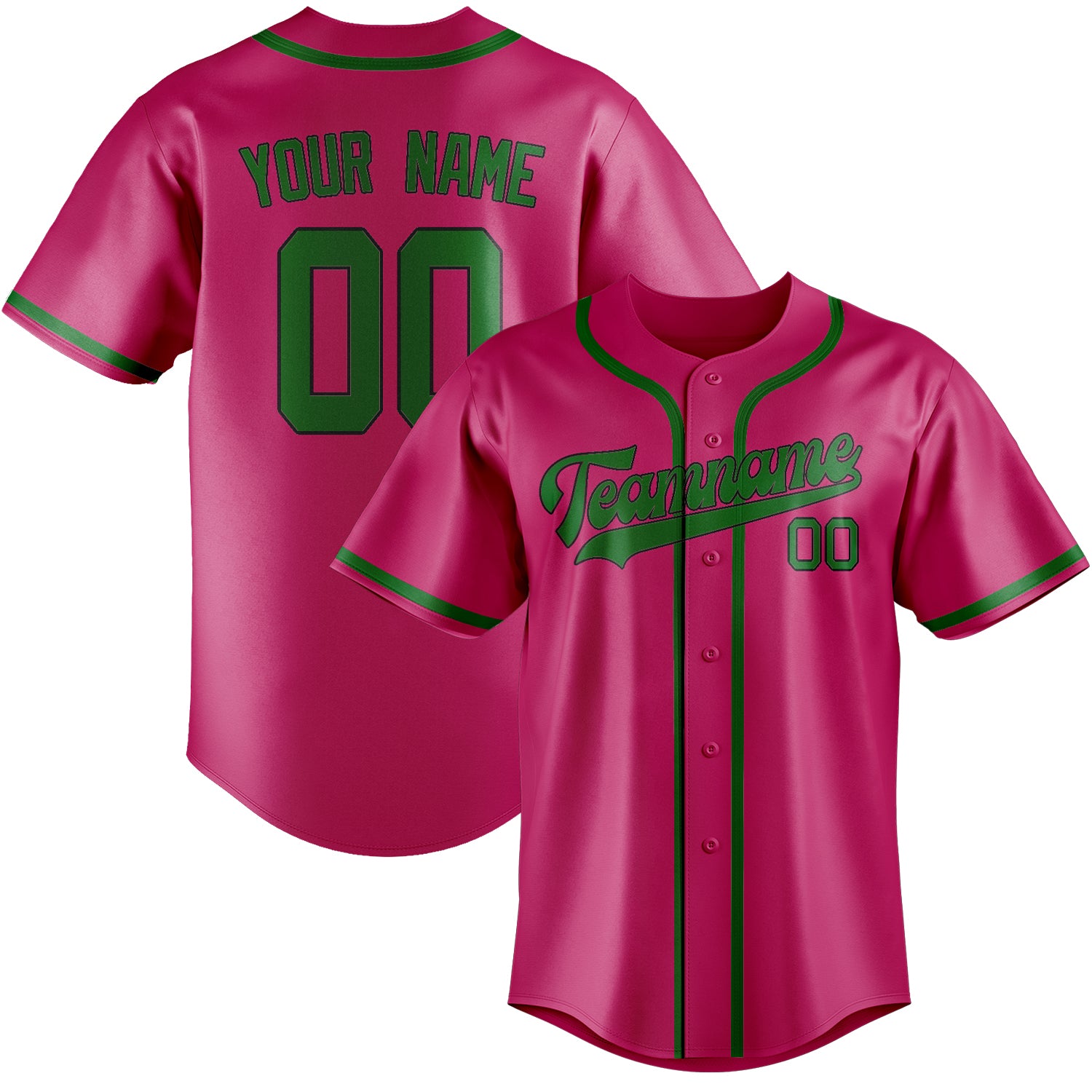 Custom Pink Emerald Green Baseball Jersey
