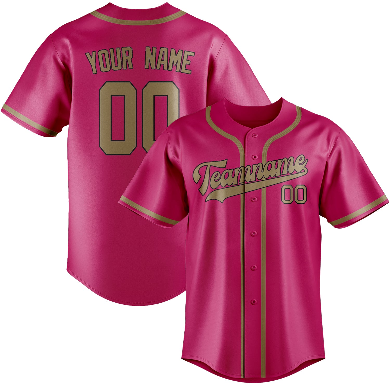 Custom Pink Light Khaki Baseball Jersey