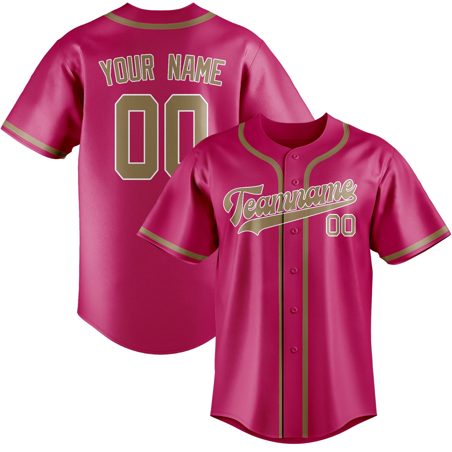 Custom Pink Light Khaki Baseball Jersey