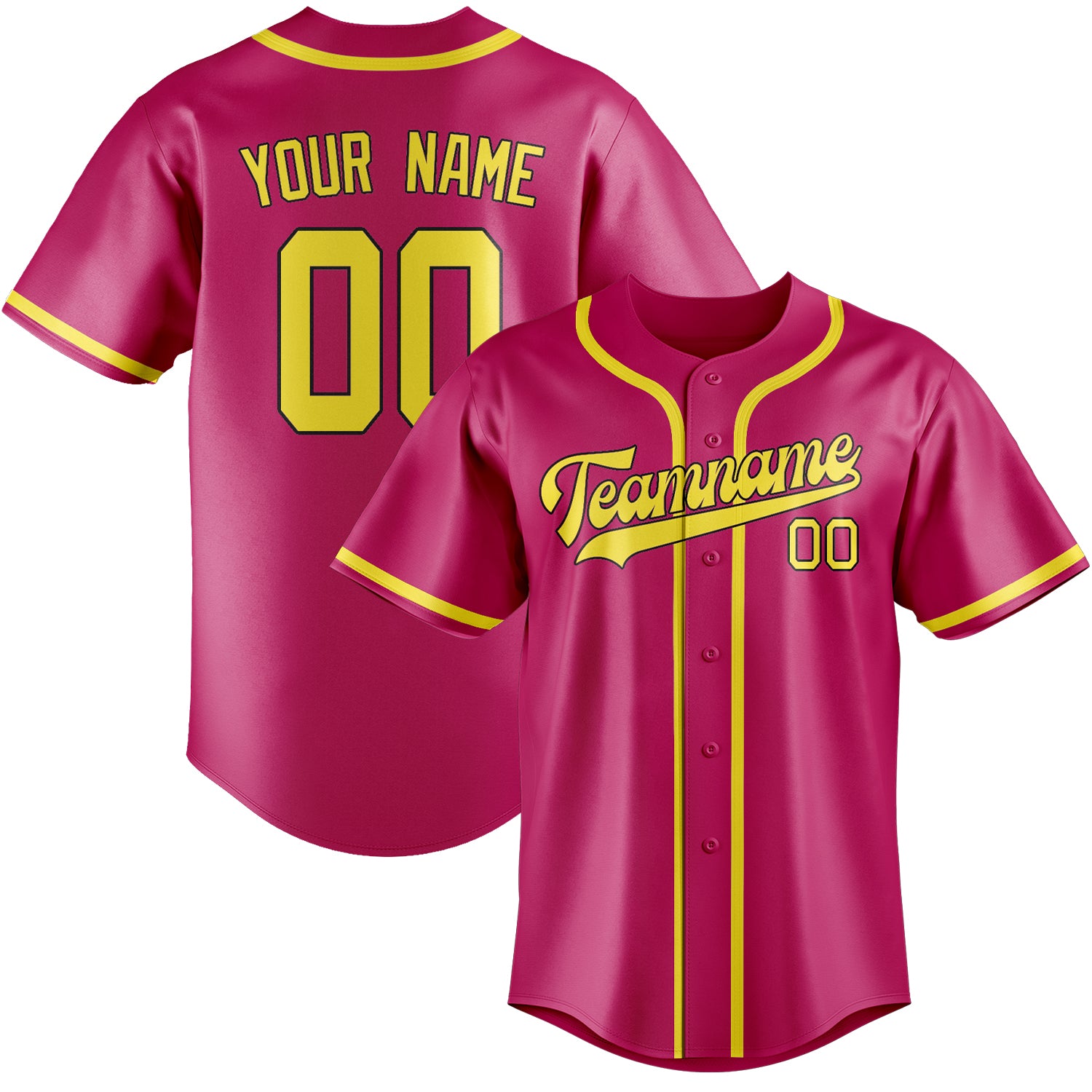 Custom Pink Light Yellow Baseball Jersey