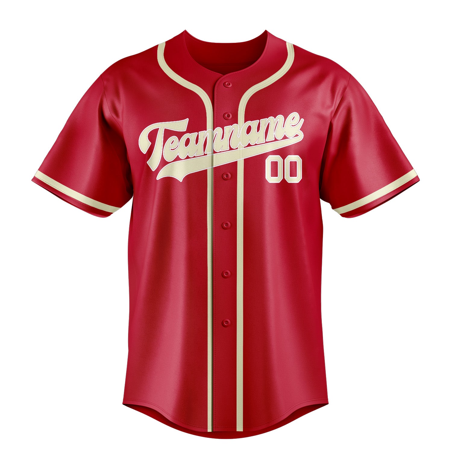 Custom Red Cream Baseball Jersey