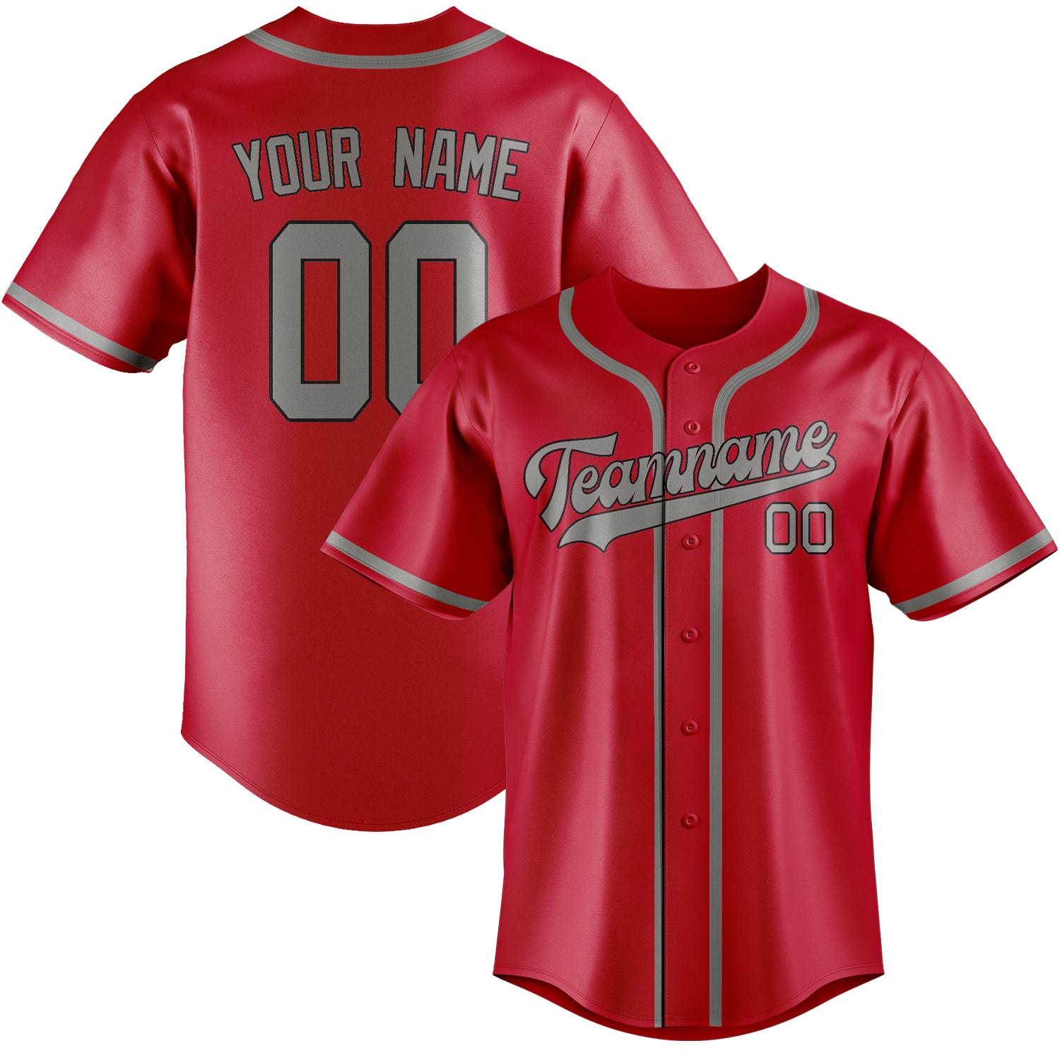 Custom Red Gray Baseball Jersey