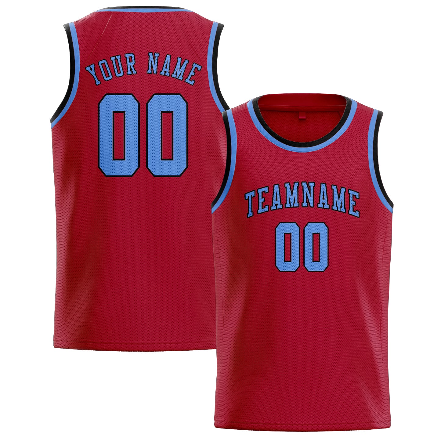Custom Red Light Blue Basketball Jersey