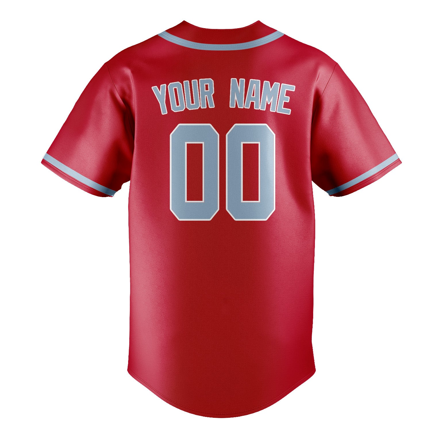Custom Red Light Blue Baseball Jersey