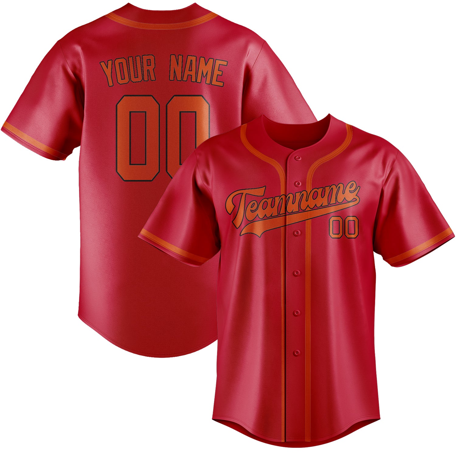 Custom Red Orange Red Baseball Jersey
