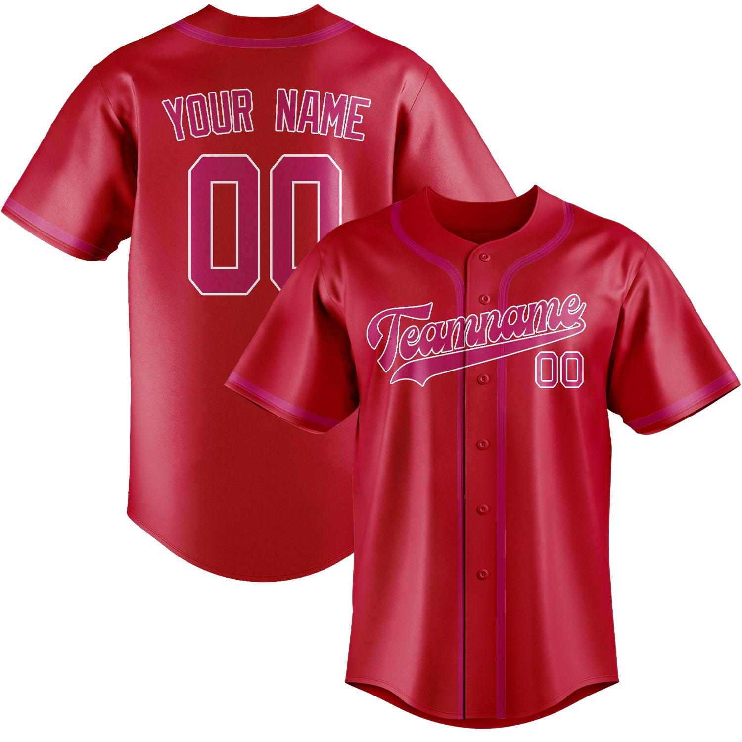 Custom Red Pink Baseball Jersey