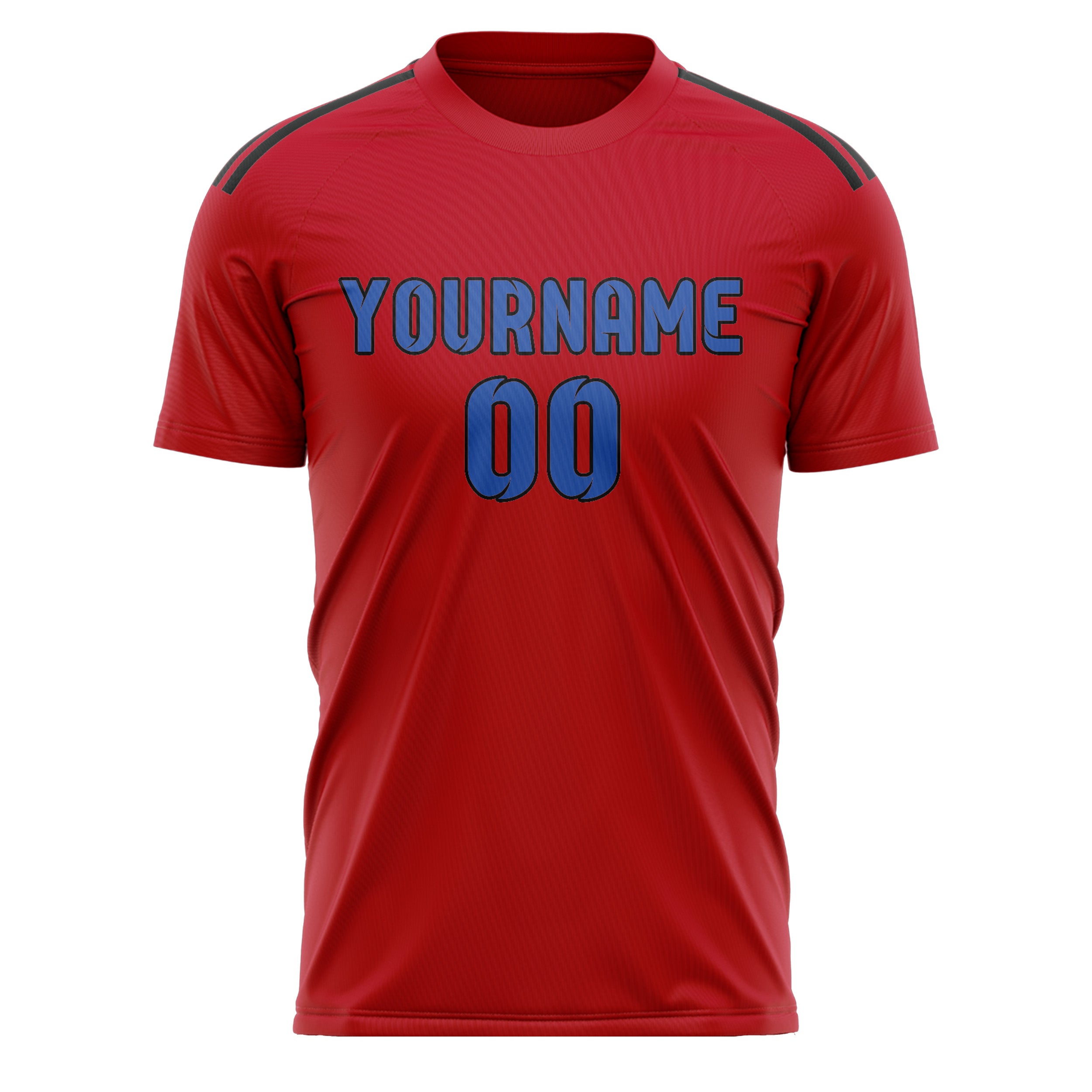 Custom Red Sky Blue Soccer Jersey
