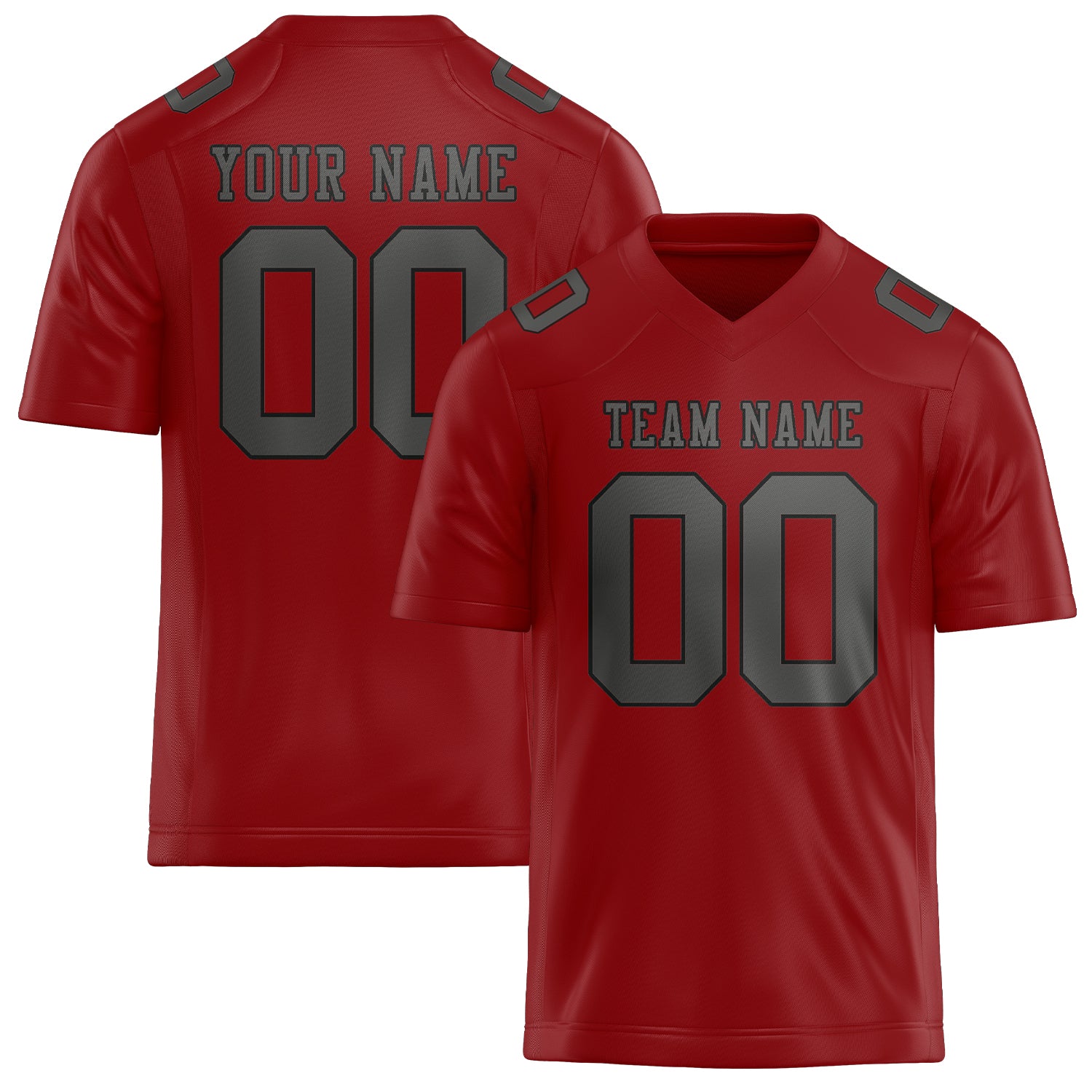 Custom Red Dark Grey Football Jersey