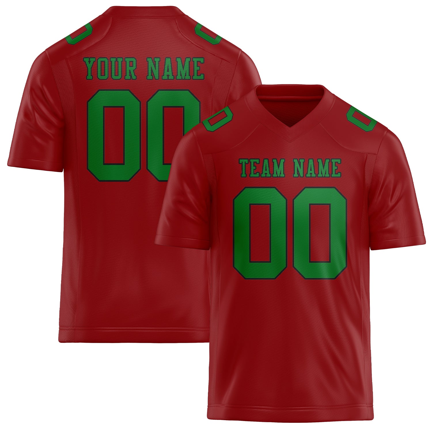Custom Red Emerald Green Football Jersey