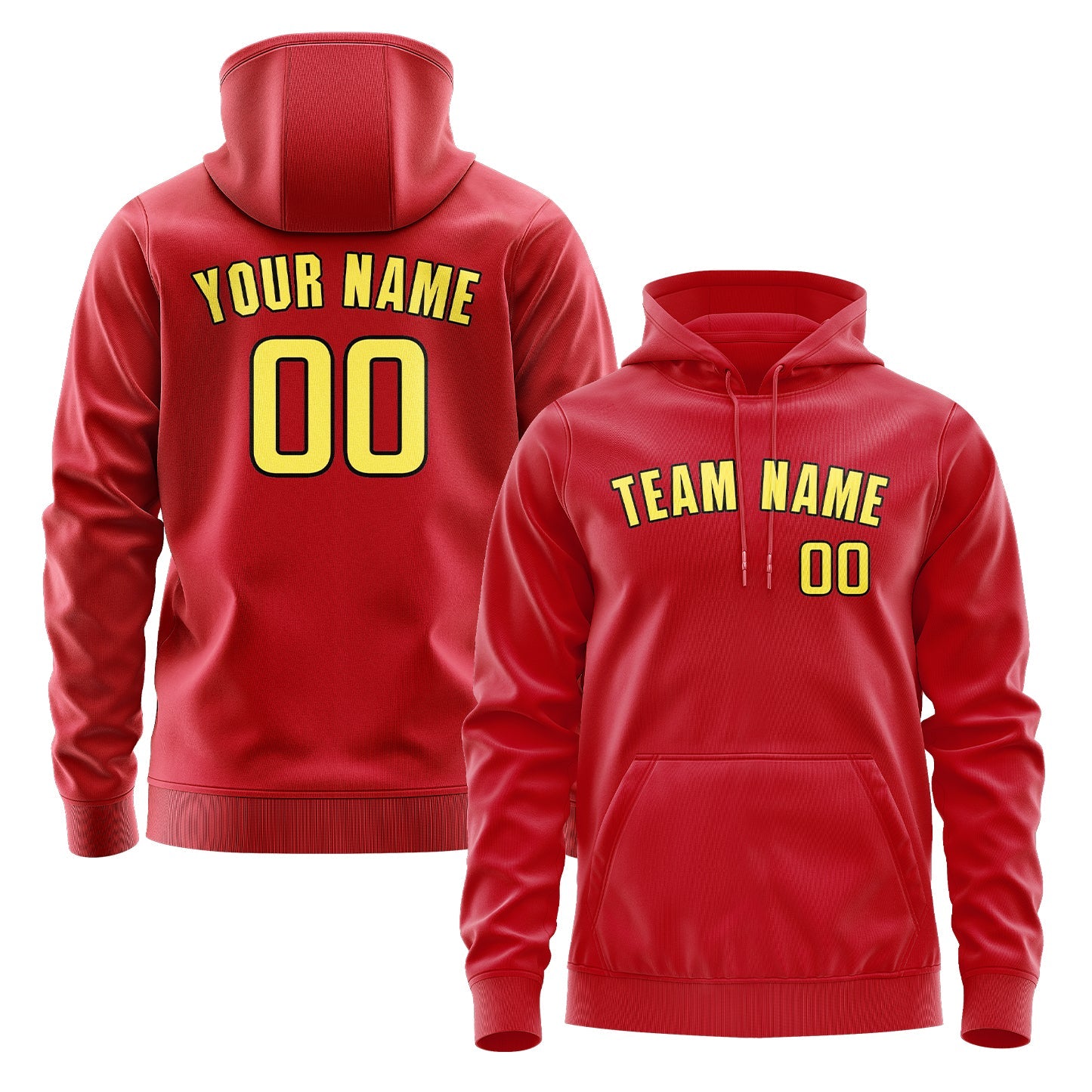 Custom Red Light Yellow Hoodie
