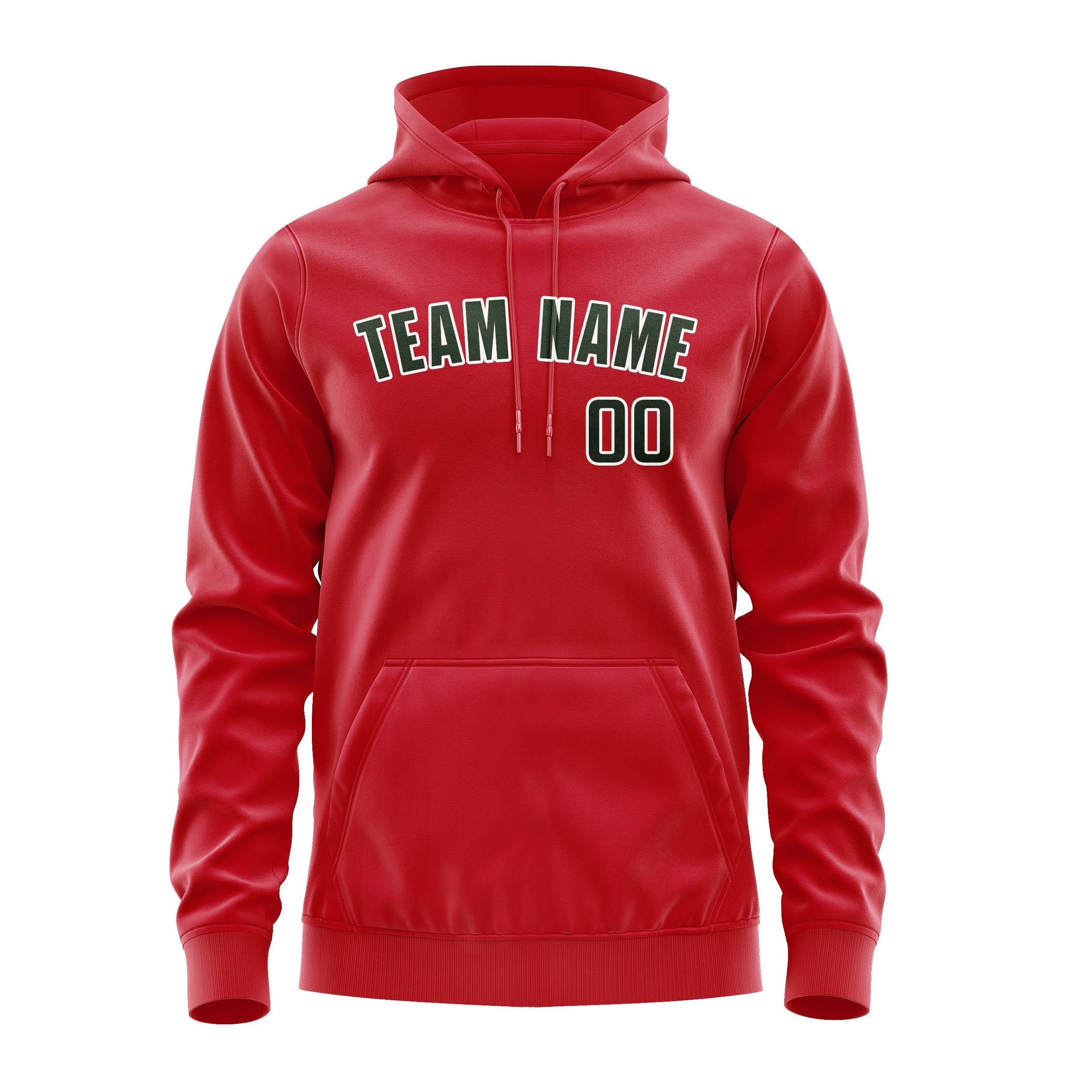 Custom Red Dark Green Hoodie