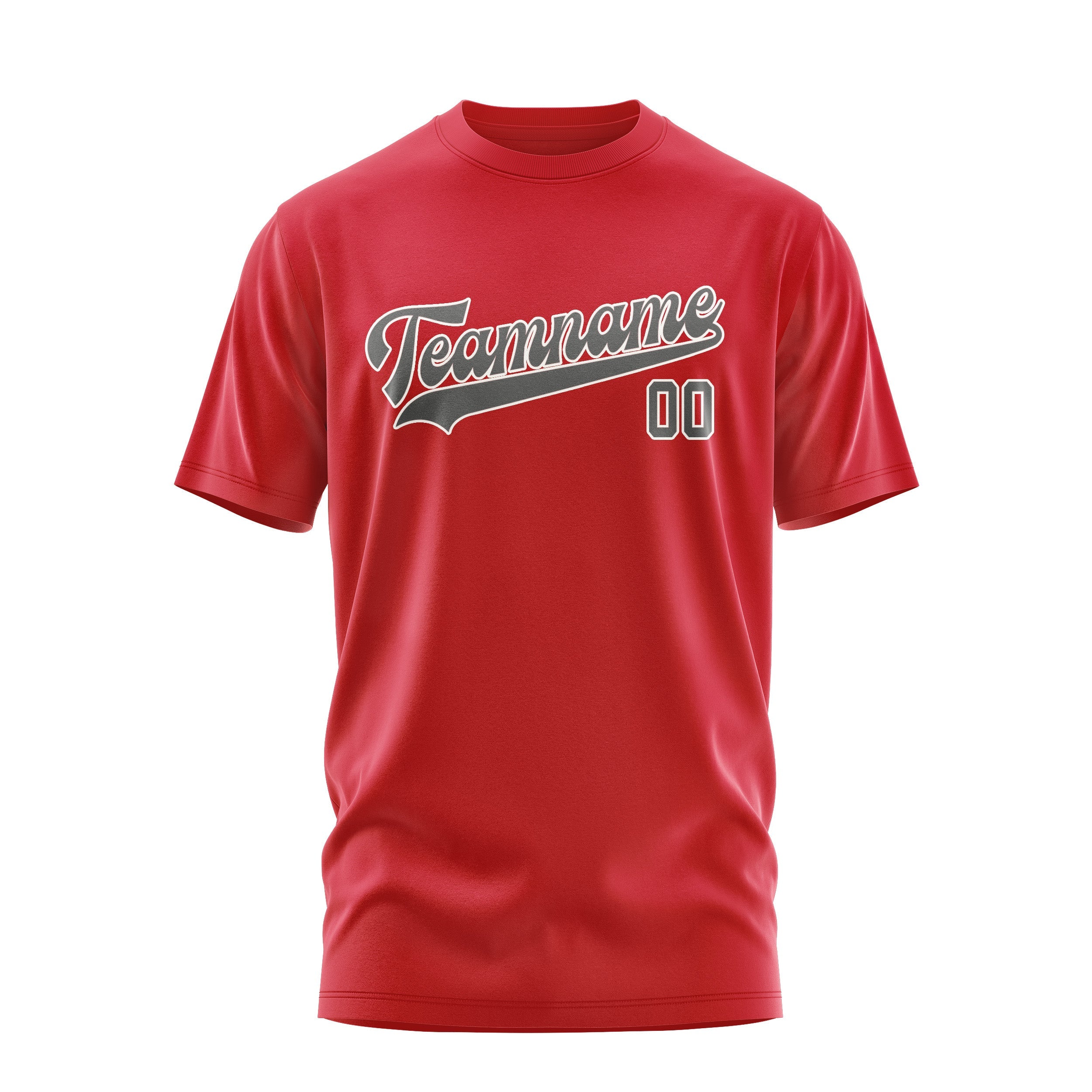 Custom Red Dark Grey T-Shirt