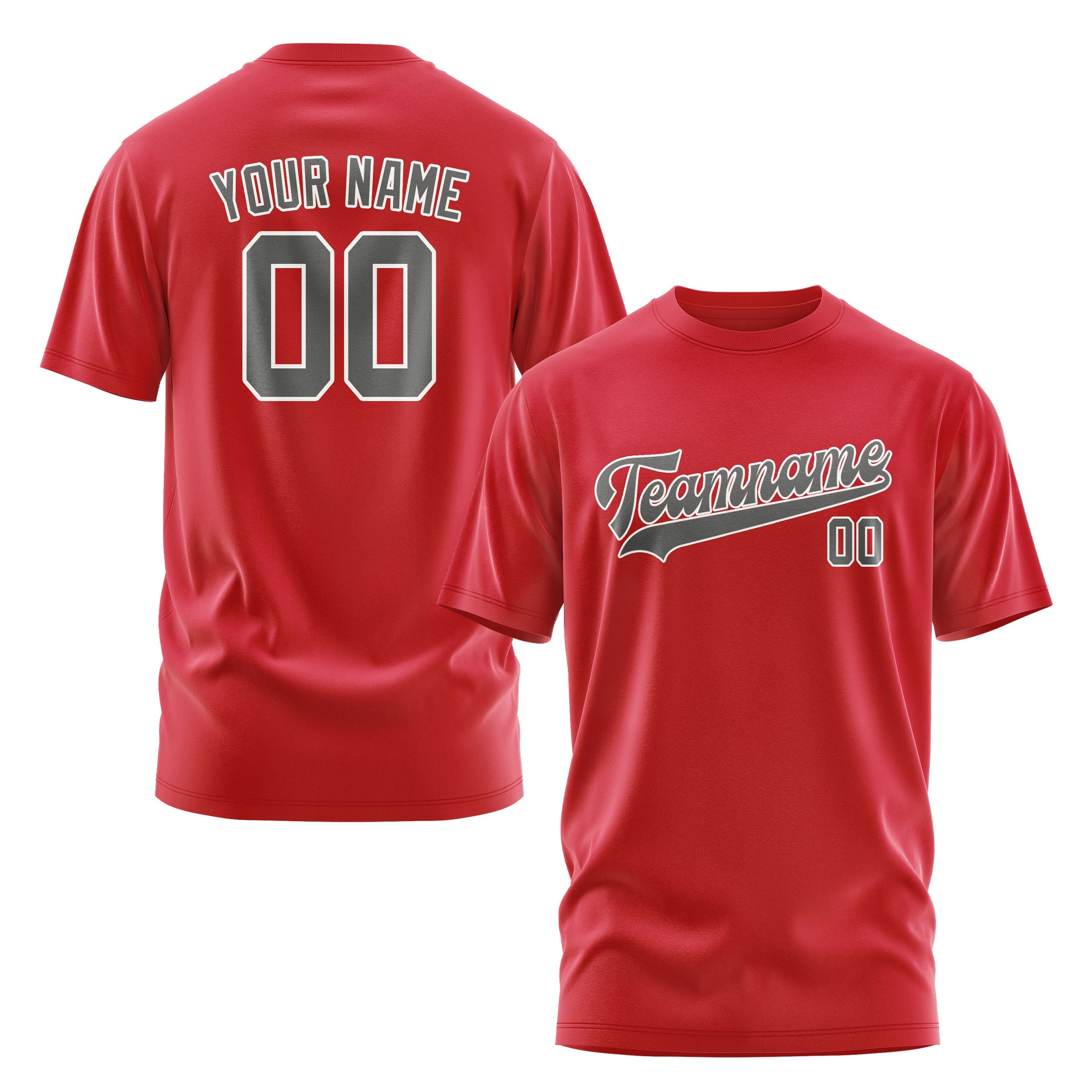 Custom Red Dark Grey T-Shirt