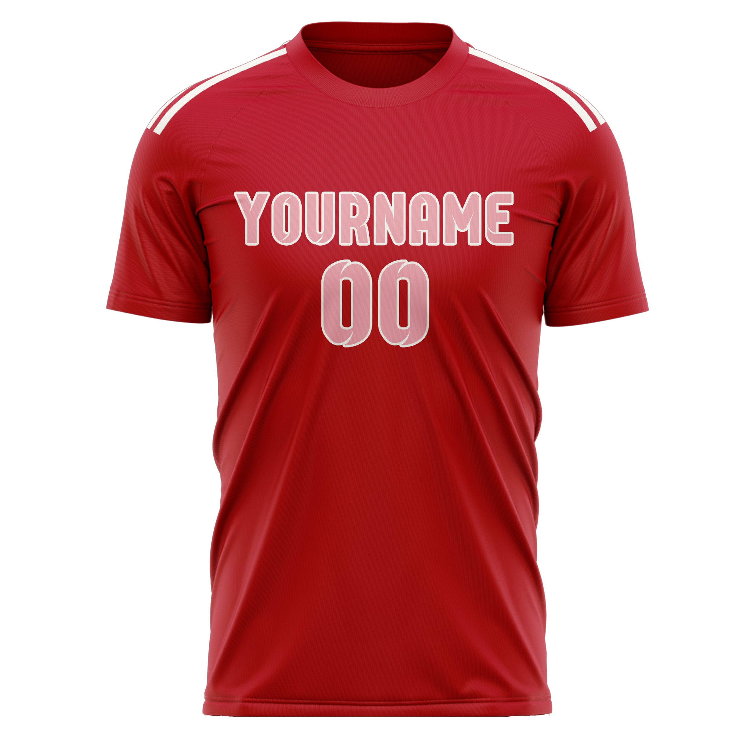 Custom Red Light Pink Soccer Jersey