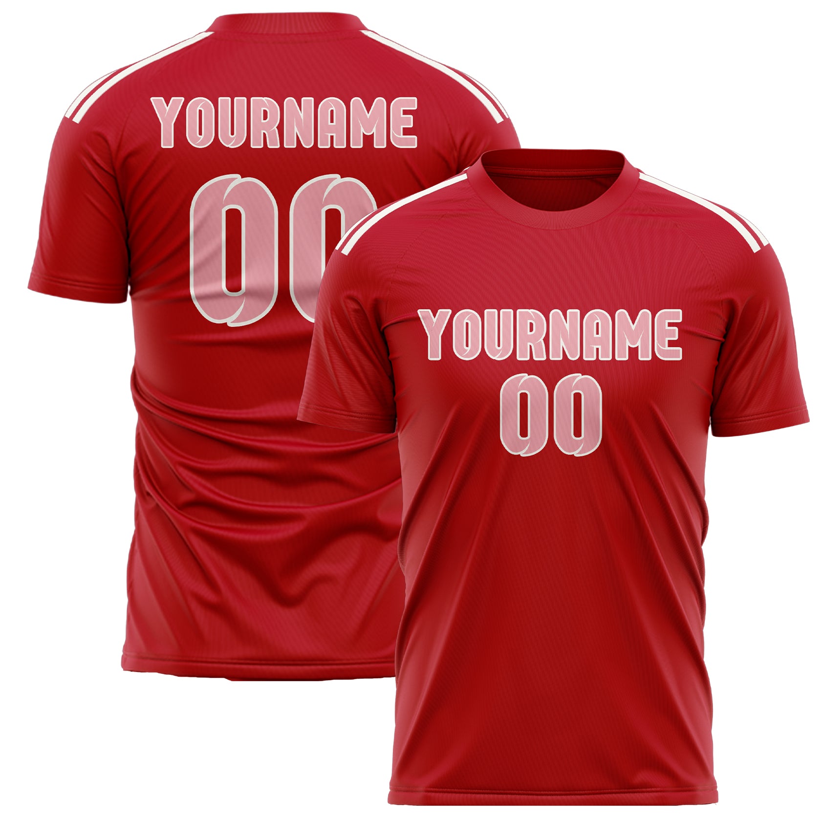 Custom Red Light Pink Soccer Jersey