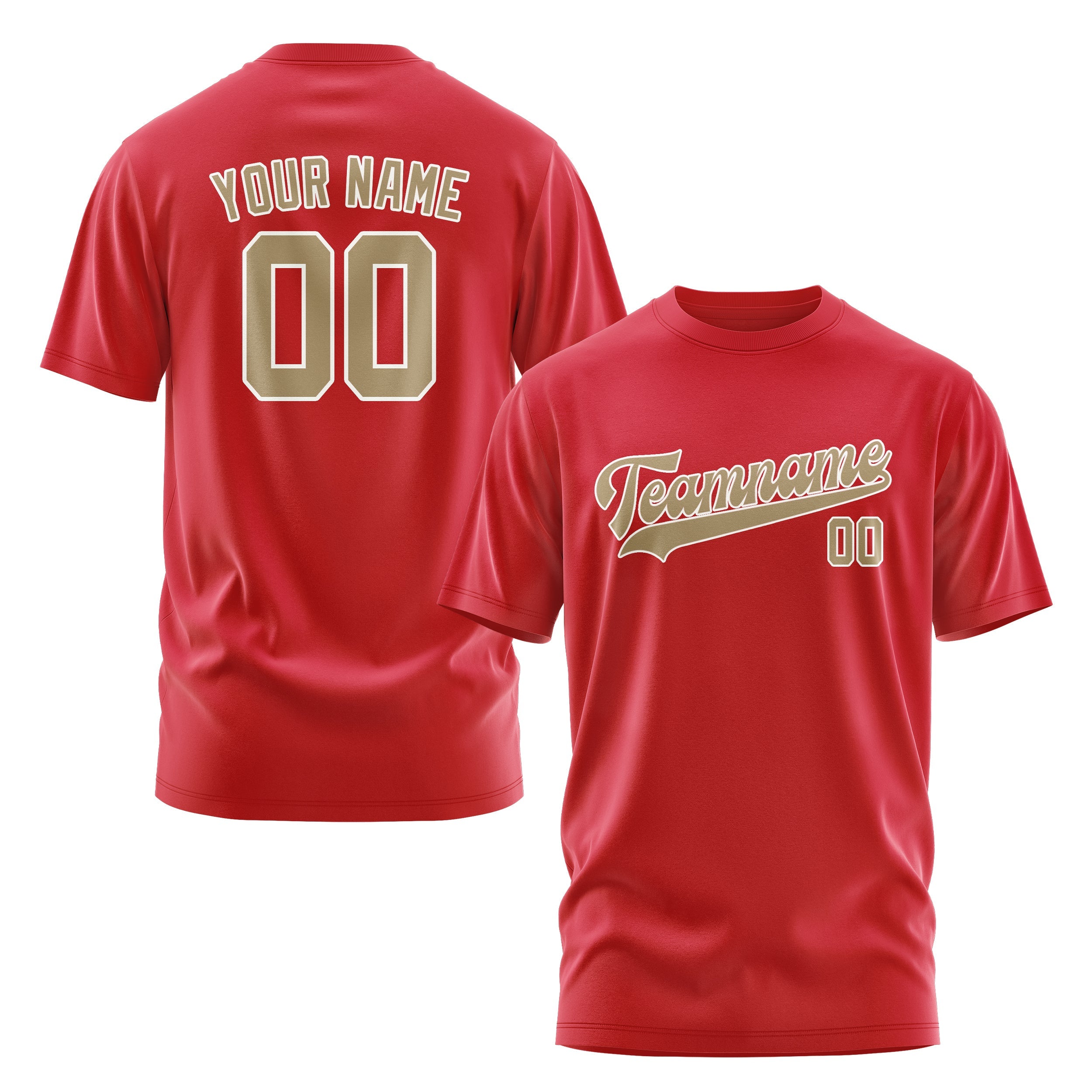Custom Red Light Khaki T-Shirt