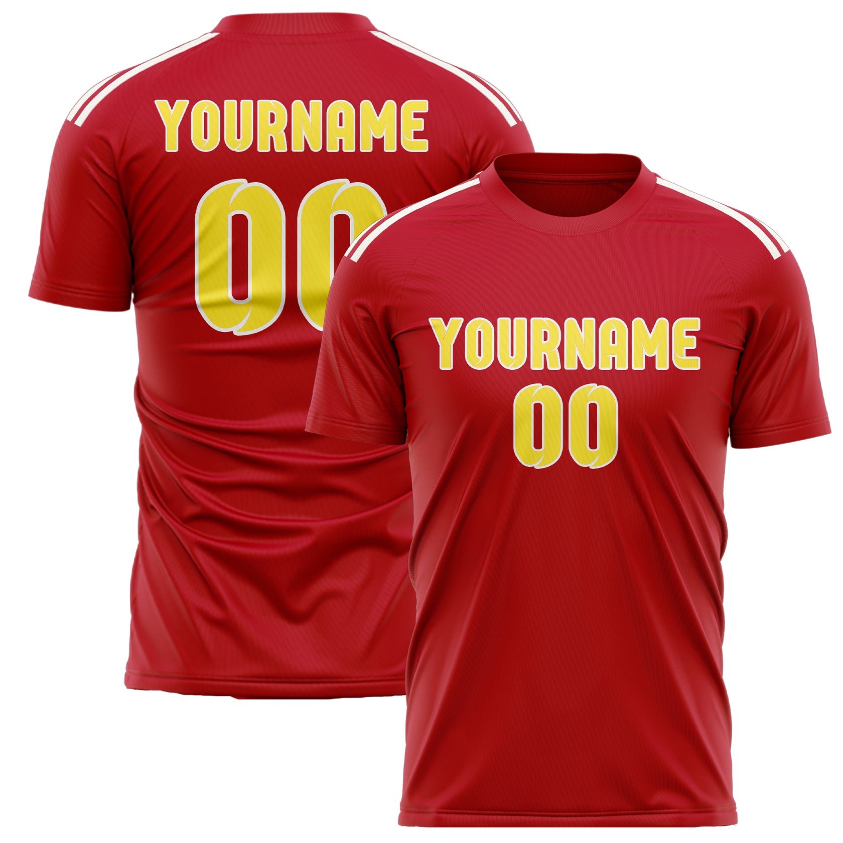 Custom Red Light Yellow Soccer Jersey