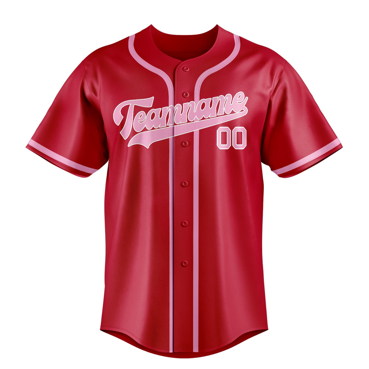Custom Red Light Pink Baseball Jersey