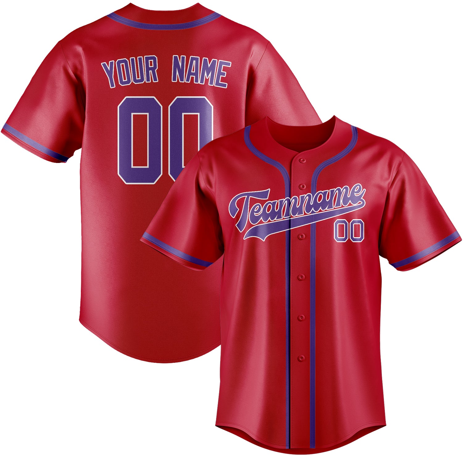Custom Red Light Purple Baseball Jersey
