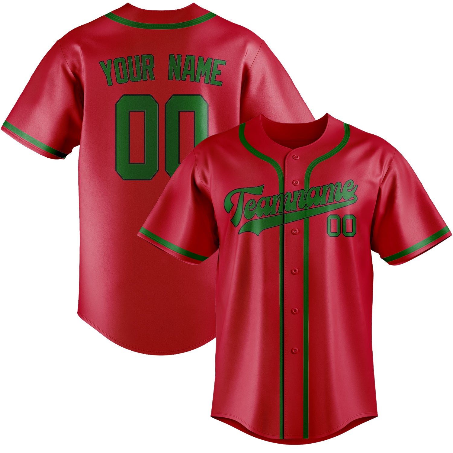 Custom Red Emerald Green Baseball Jersey