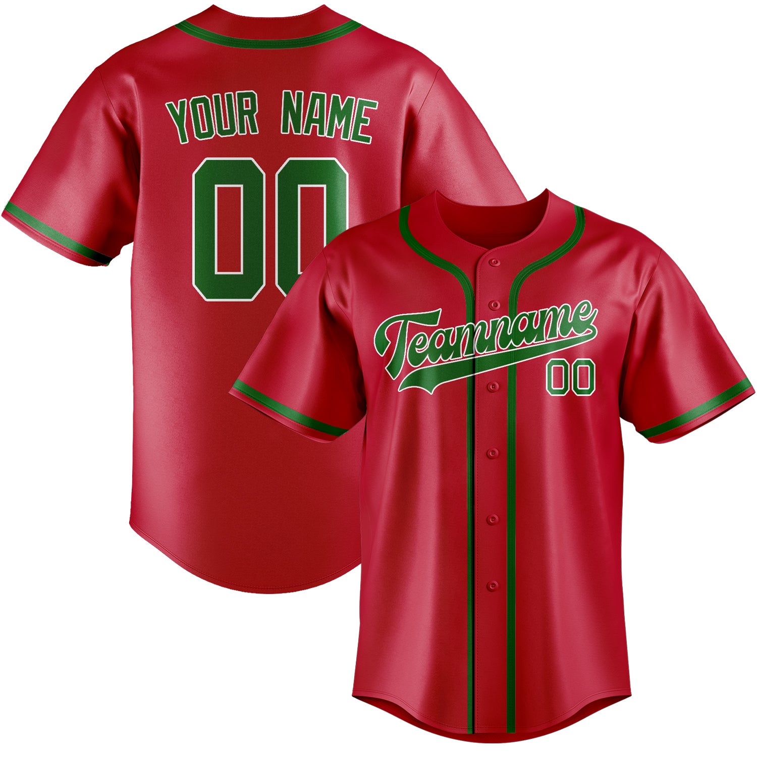 Custom Red Emerald Green Baseball Jersey