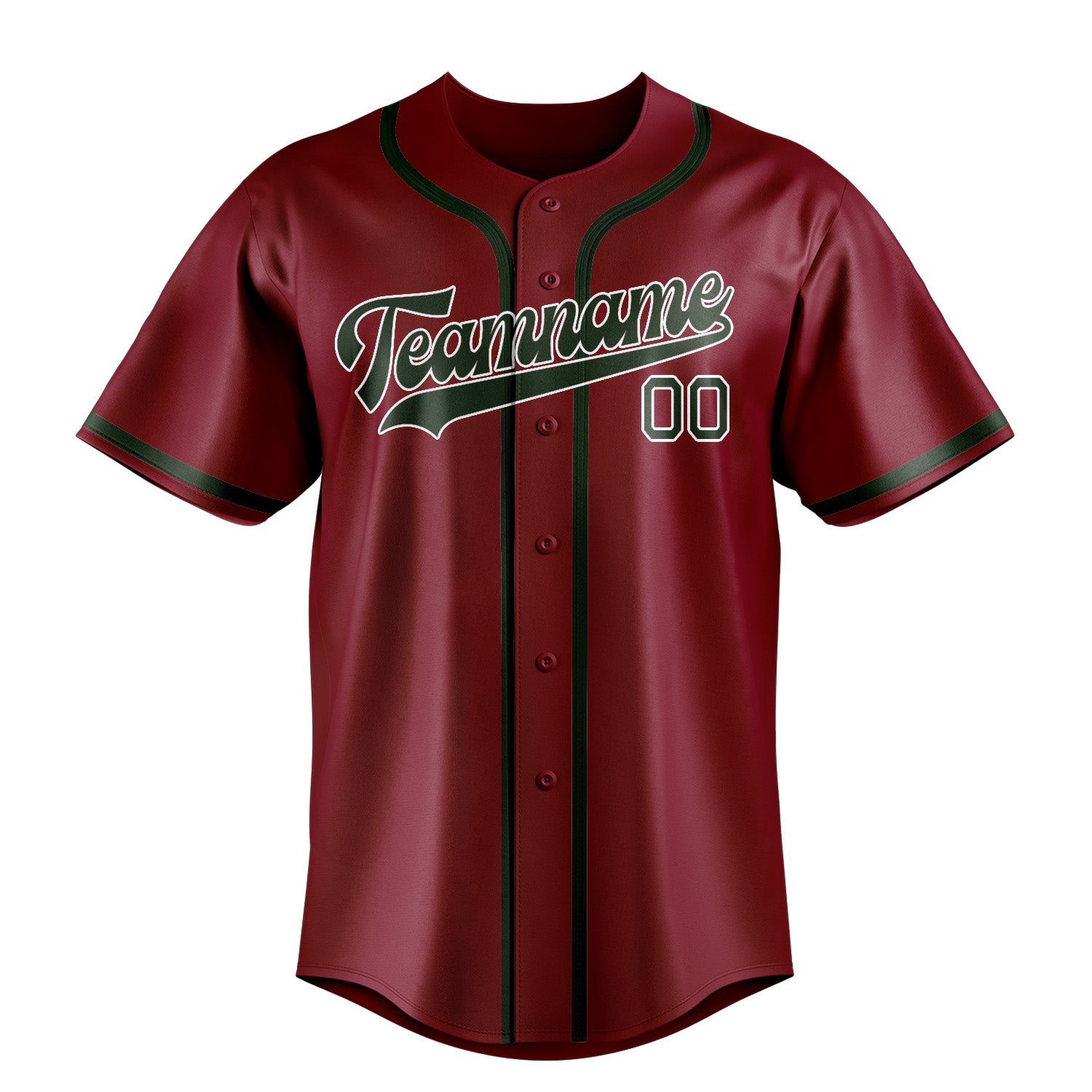 Custom Crimson Red Dark Green Baseball Jersey