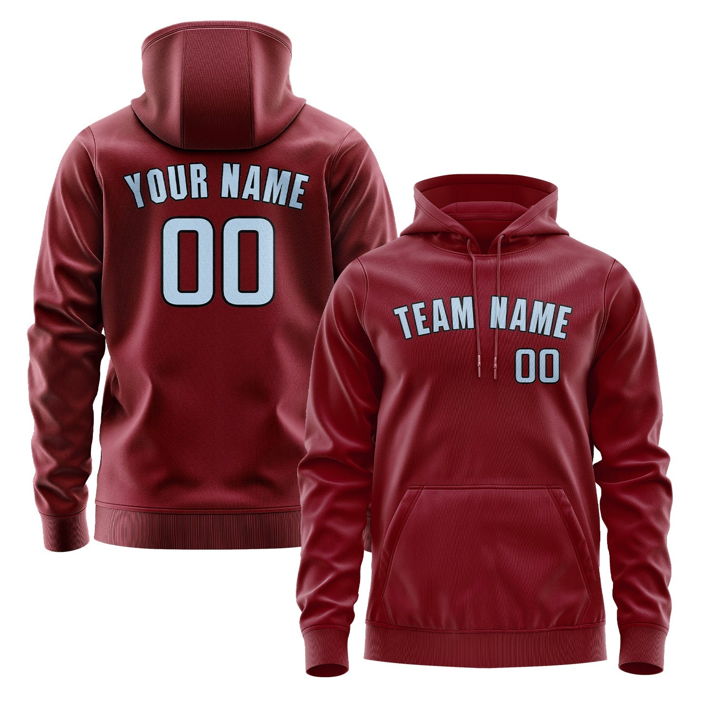 Custom Crimson Red Light Blue Hoodie