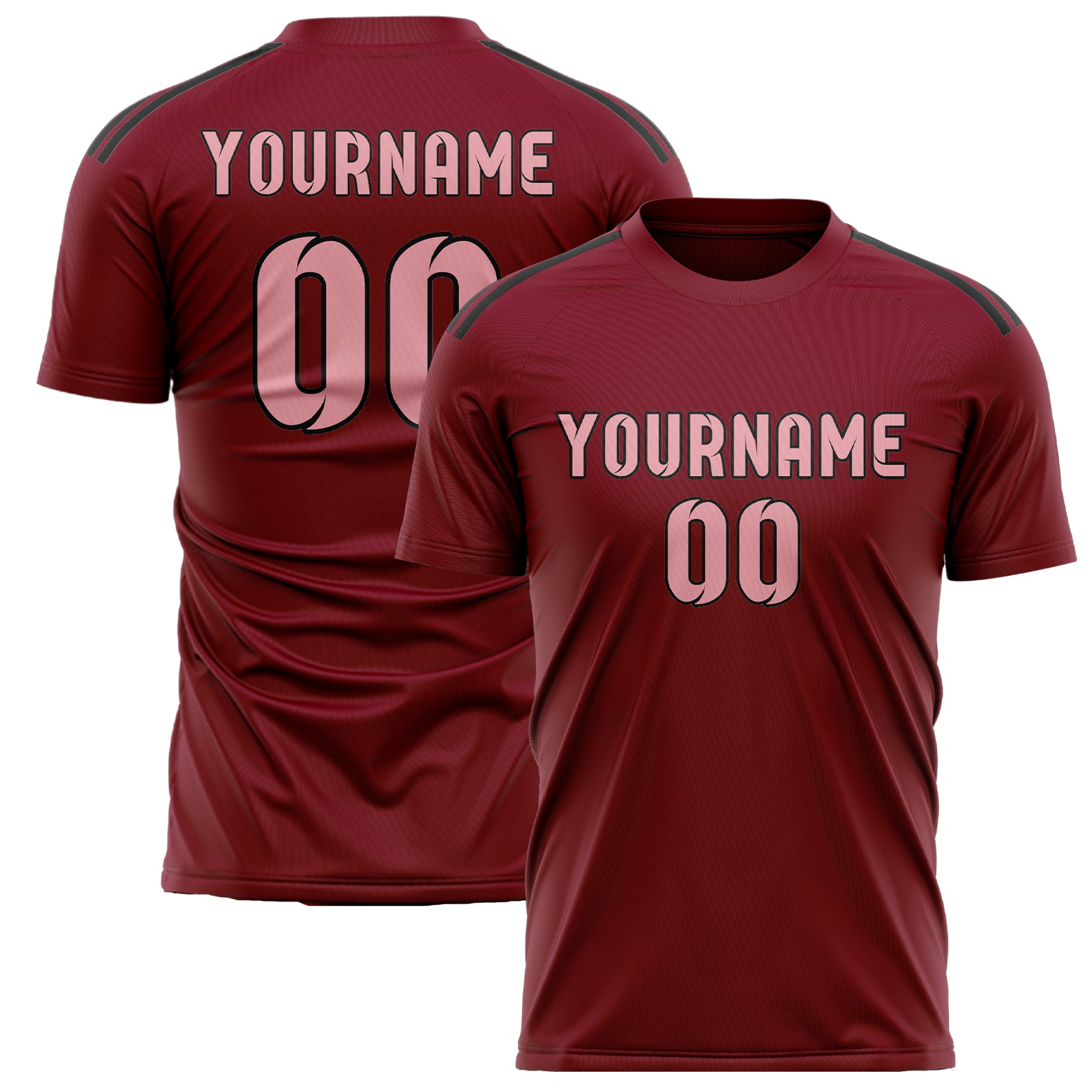 Custom Crimson Red Light Pink Soccer Jersey