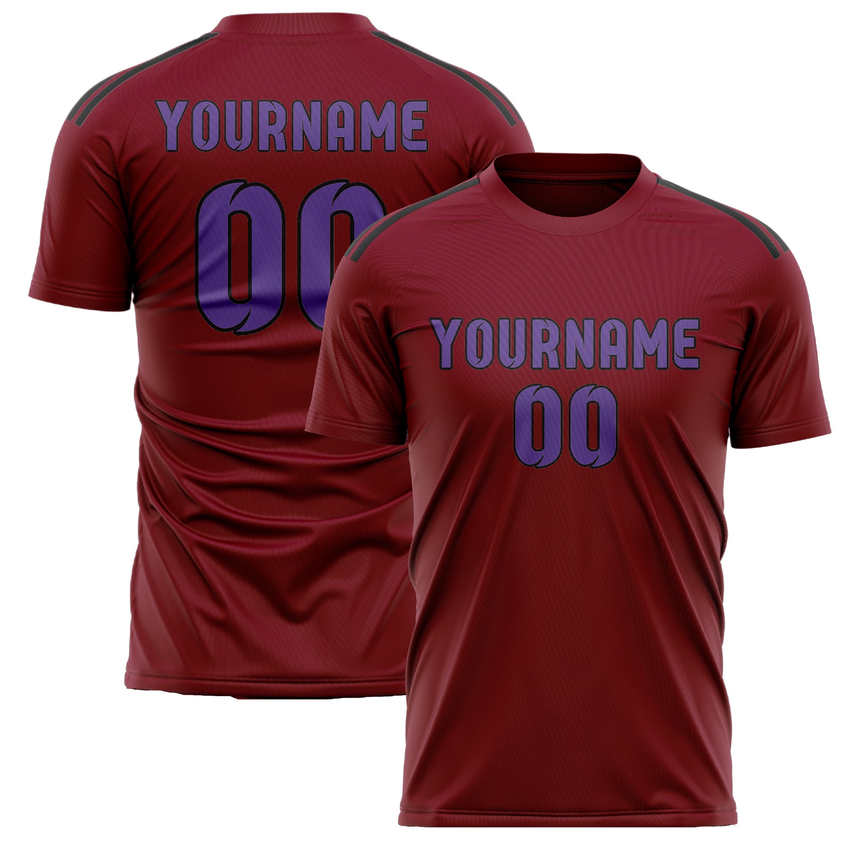 Custom Crimson Red Light Purple Soccer Jersey