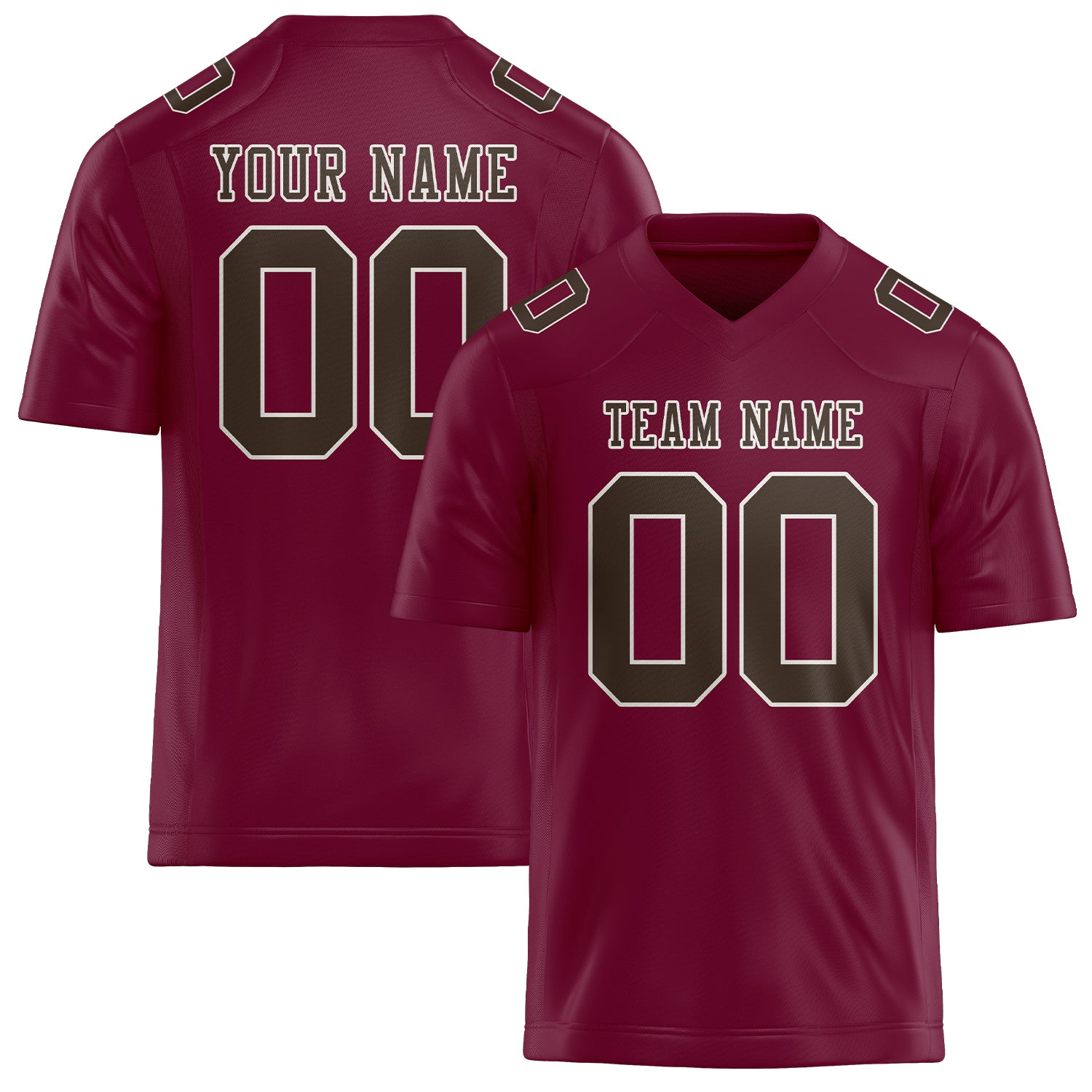 Custom Crimson Red Brown Football Jersey