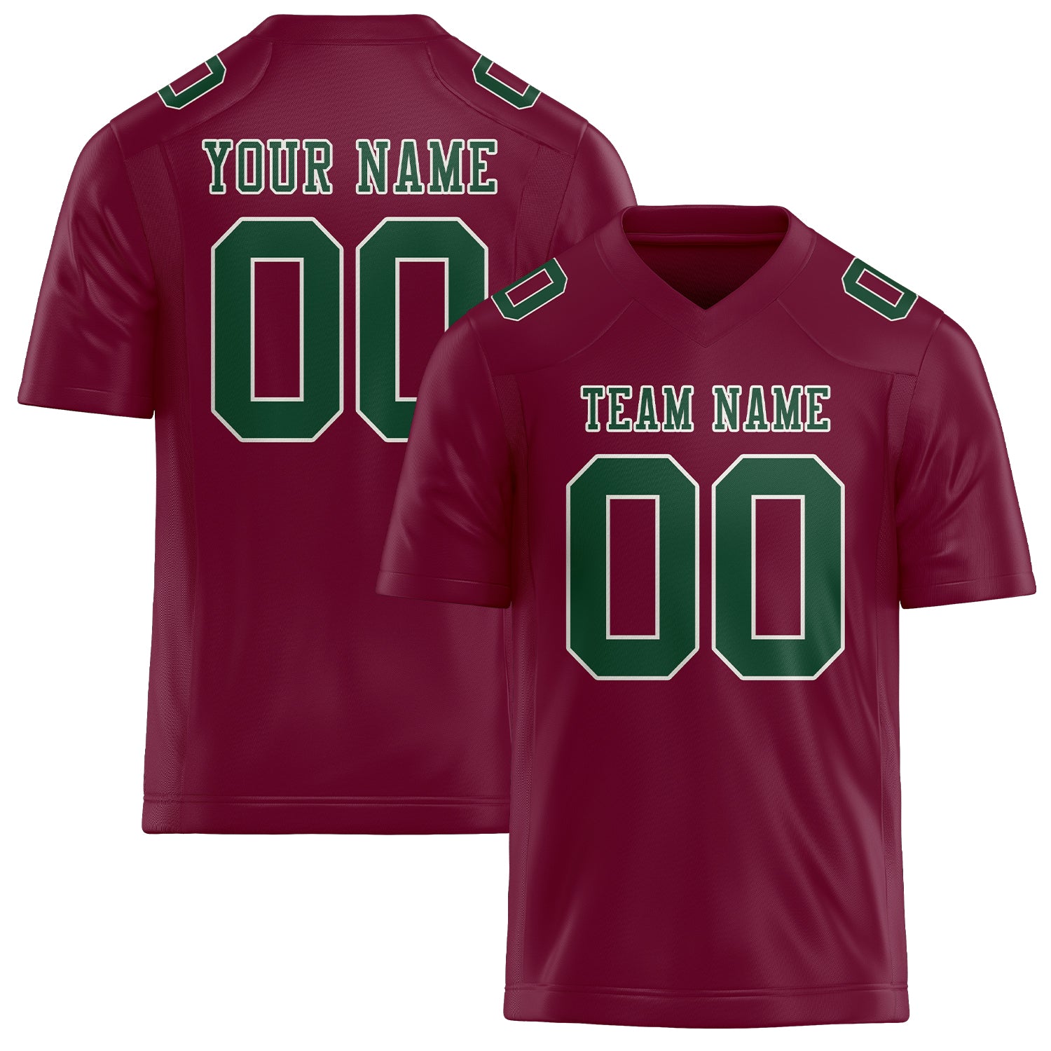 Custom Crimson Red Green Football Jersey
