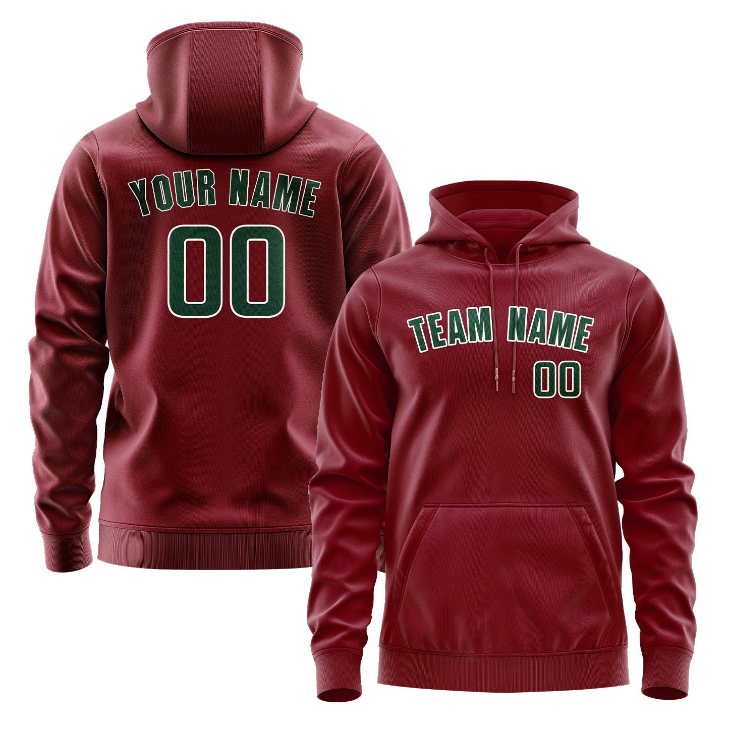 Custom Crimson Red Green Hoodie