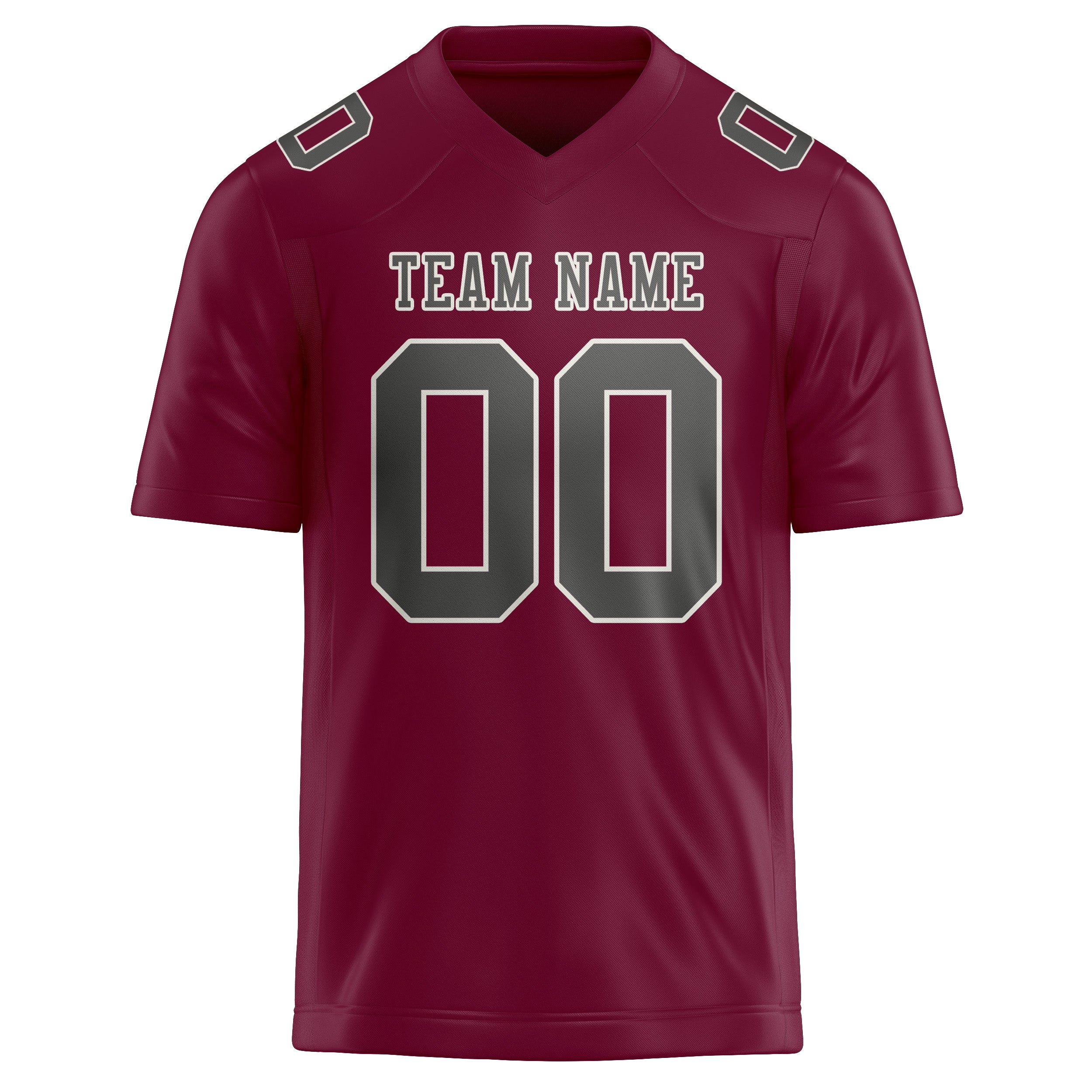 Custom Crimson Red Dark Grey Football Jersey