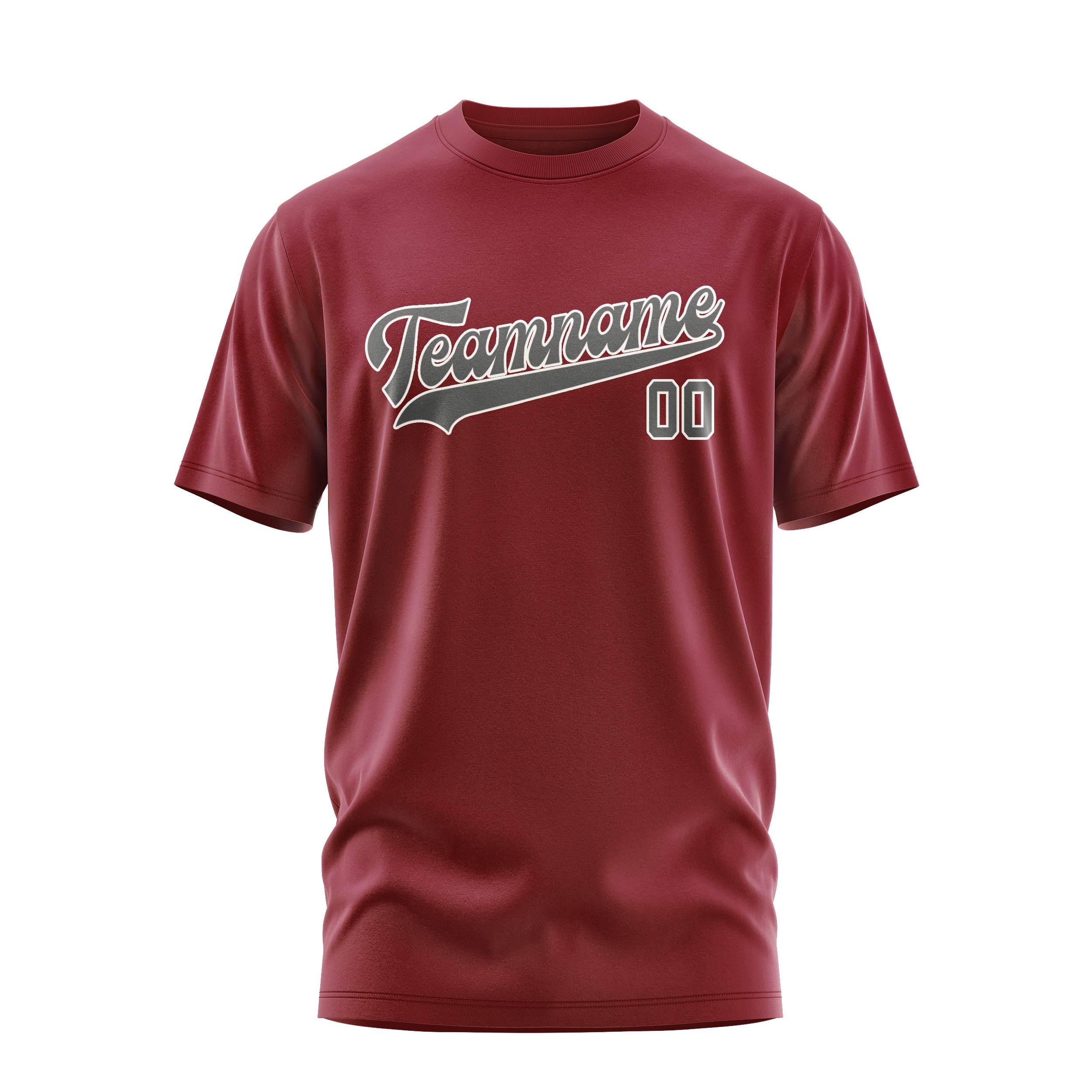 Custom Crimson Red Dark Grey T-Shirt