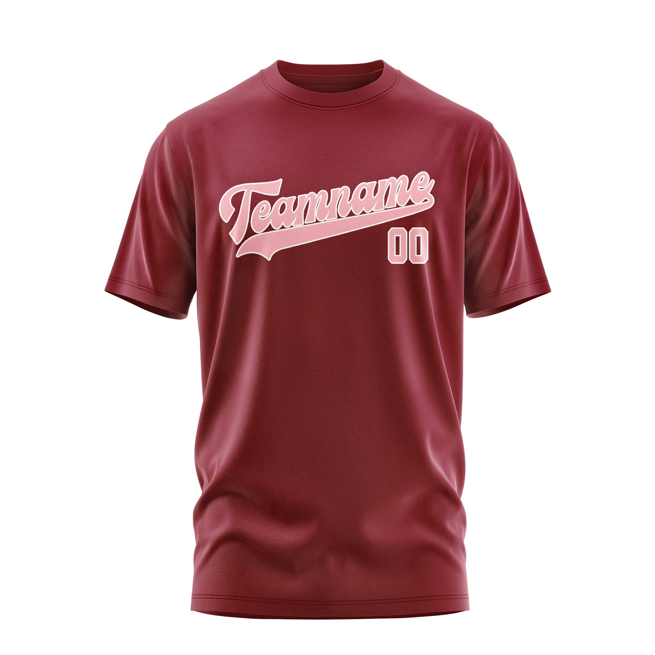 Custom Crimson Red Light Pink T-Shirt