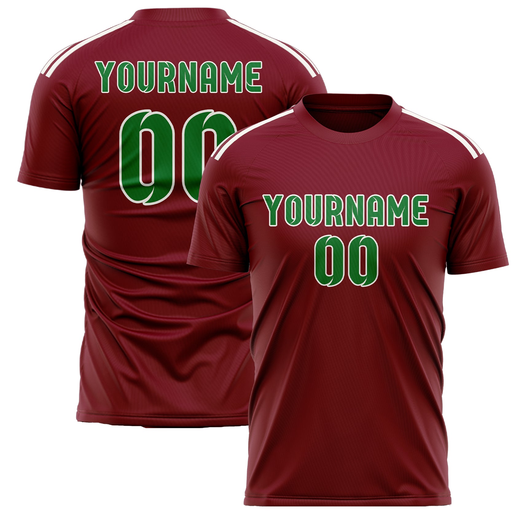 Custom Crimson Red Emerald Green Soccer Jersey