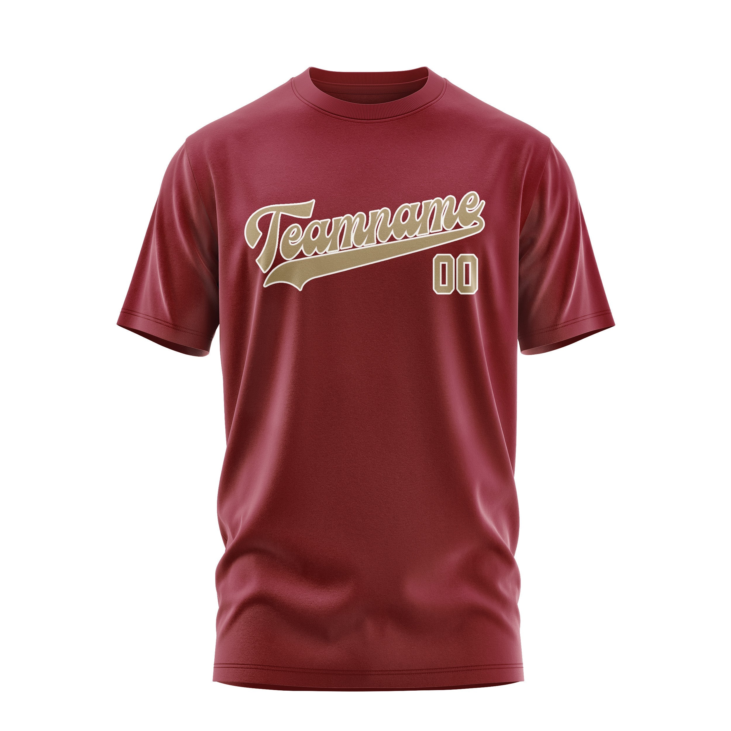 Custom Crimson Red Light Khaki T-Shirt