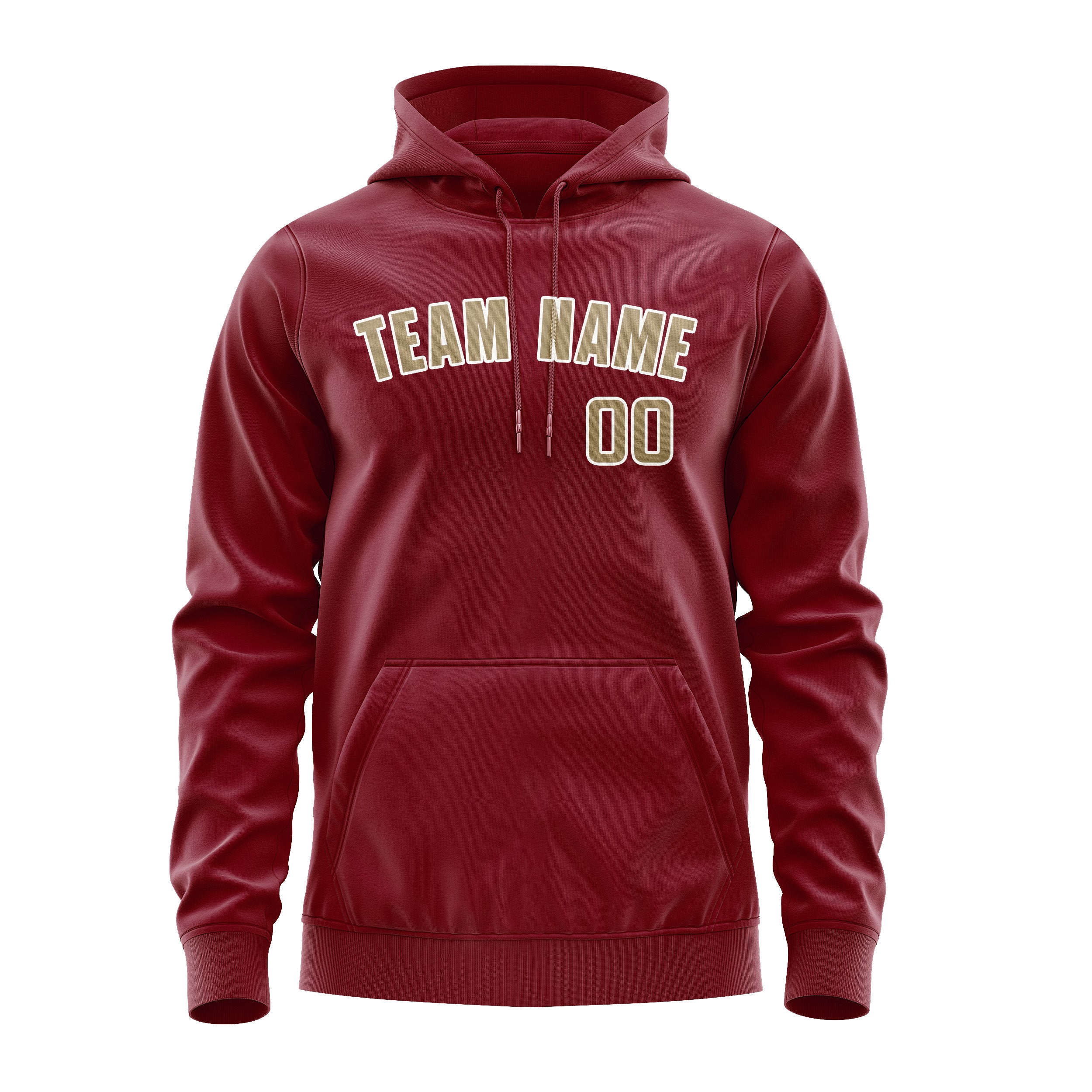 Custom Crimson Red Light Khaki Hoodie
