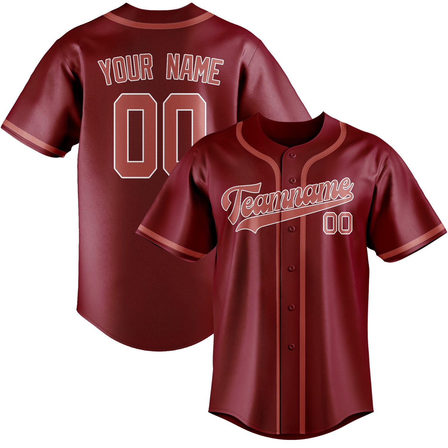 Custom Crimson Red Copper Rose Baseball Jersey