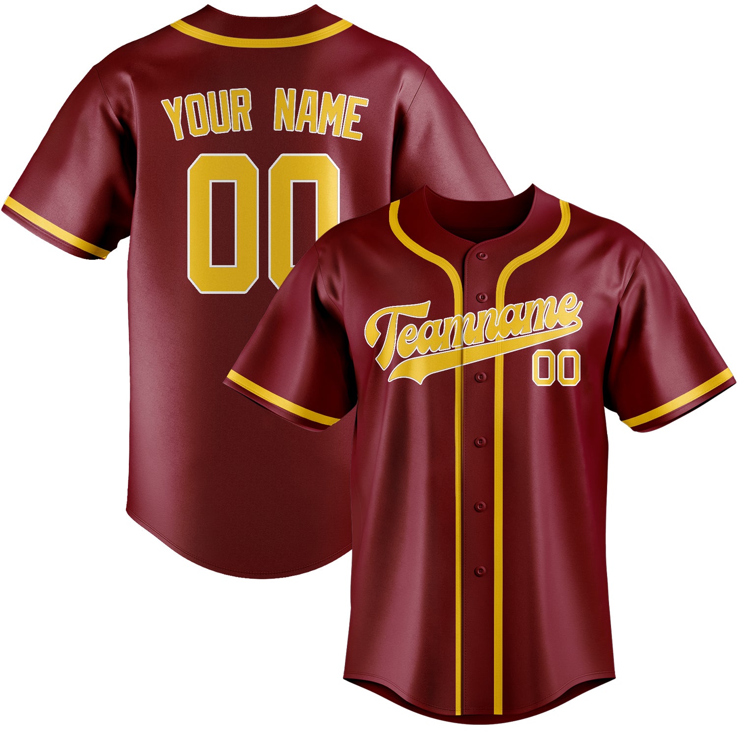 Custom Crimson Red Gold Baseball Jersey