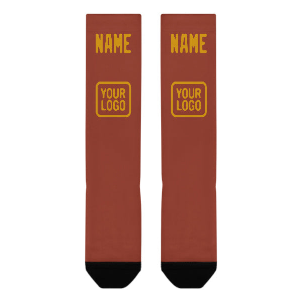 Custom Coral Red Yellow Knee-High Sock